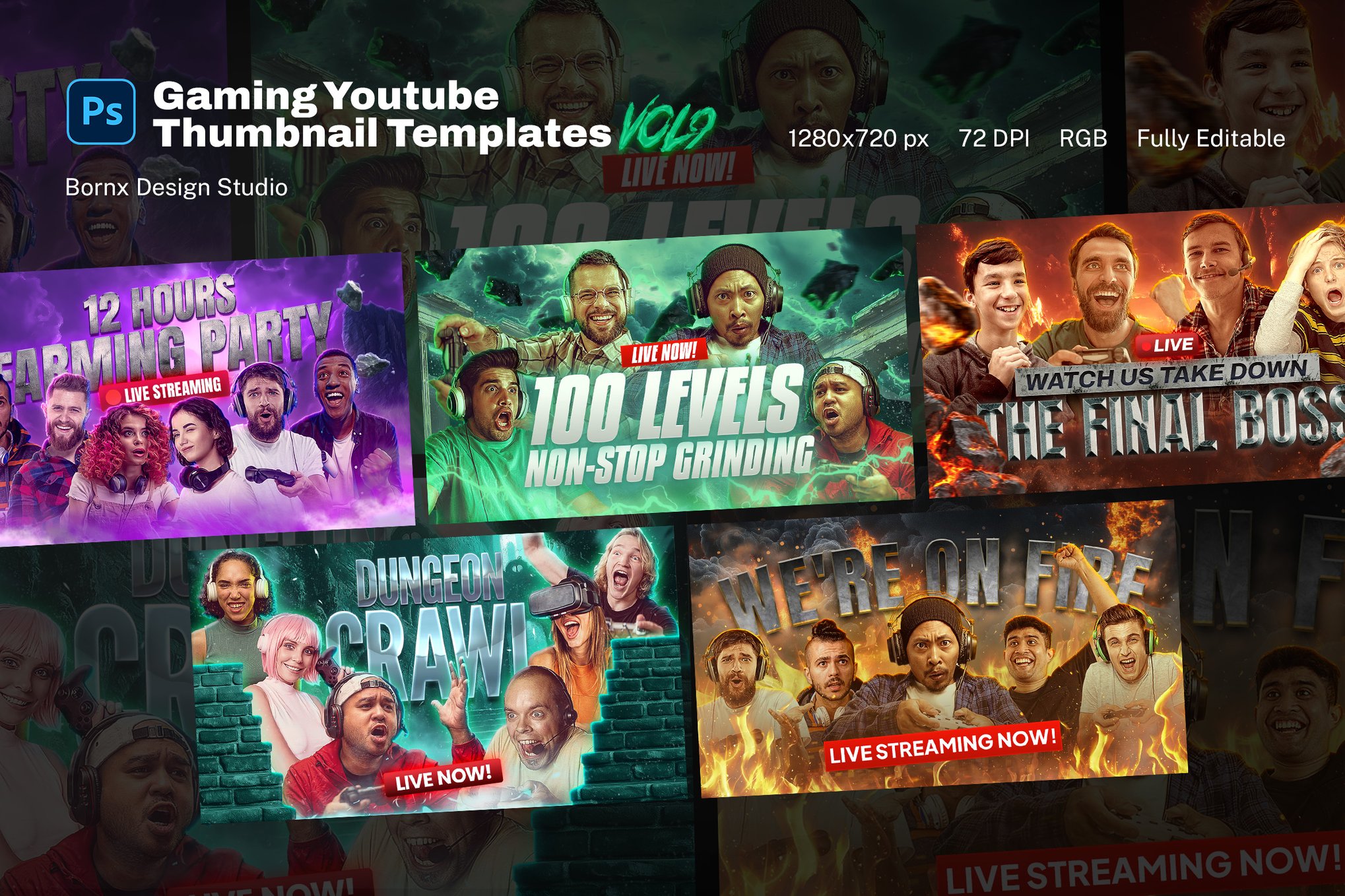 Gaming Video YouTube Thumbnail Templates