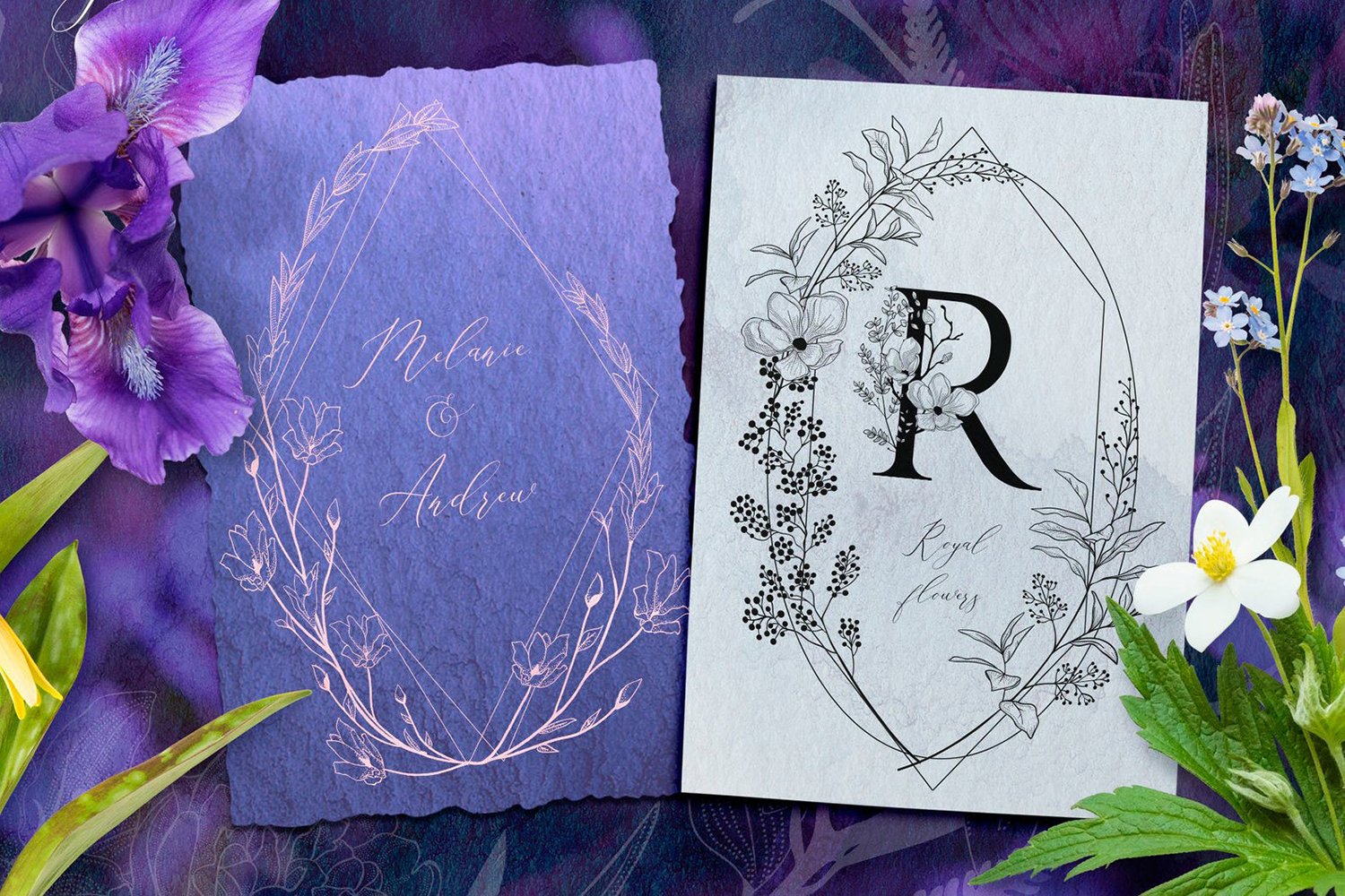 Geometric Vector Floral Frames & Dividers