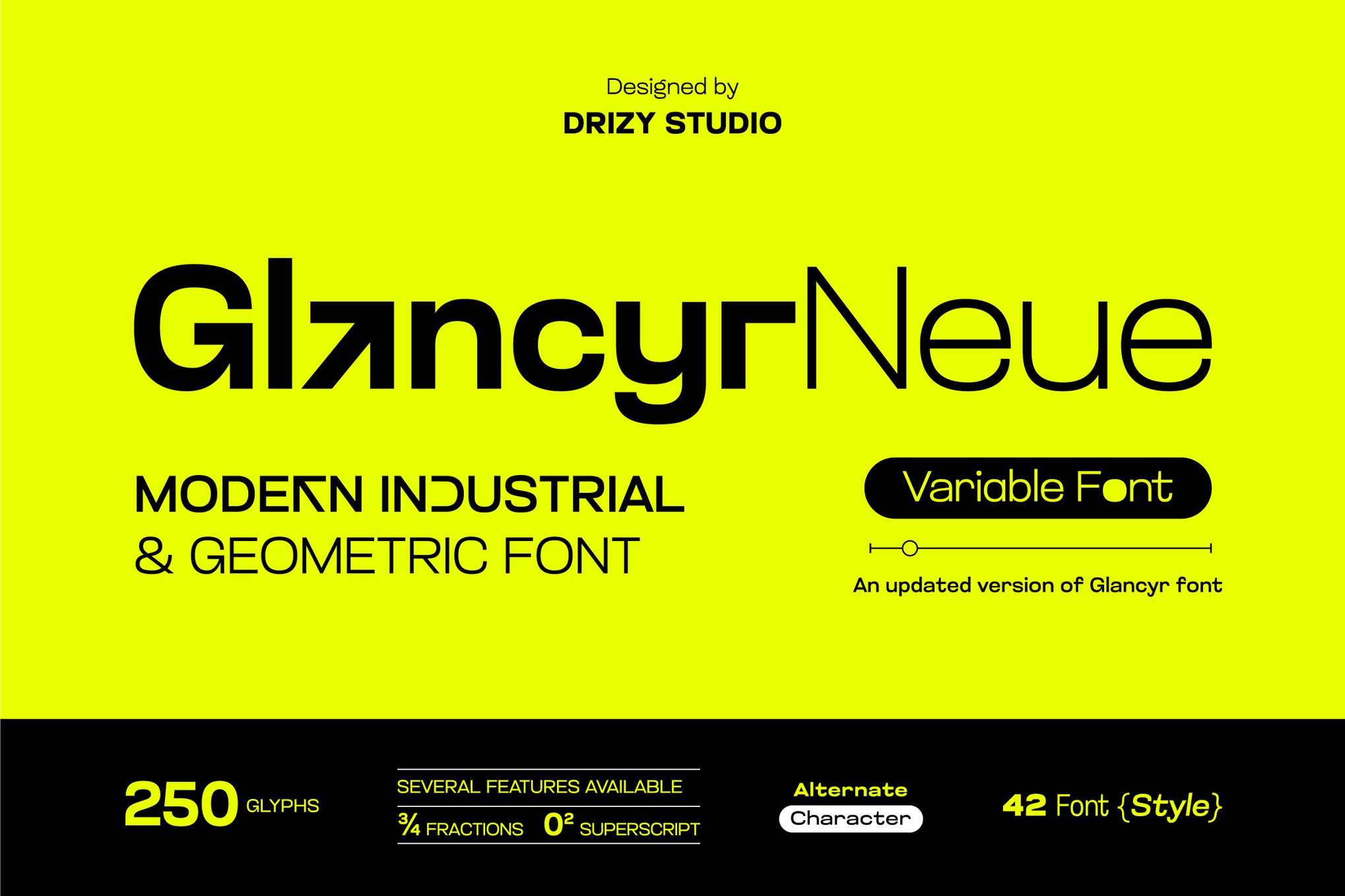 GlancyrNeue - Geometric Industrial Font