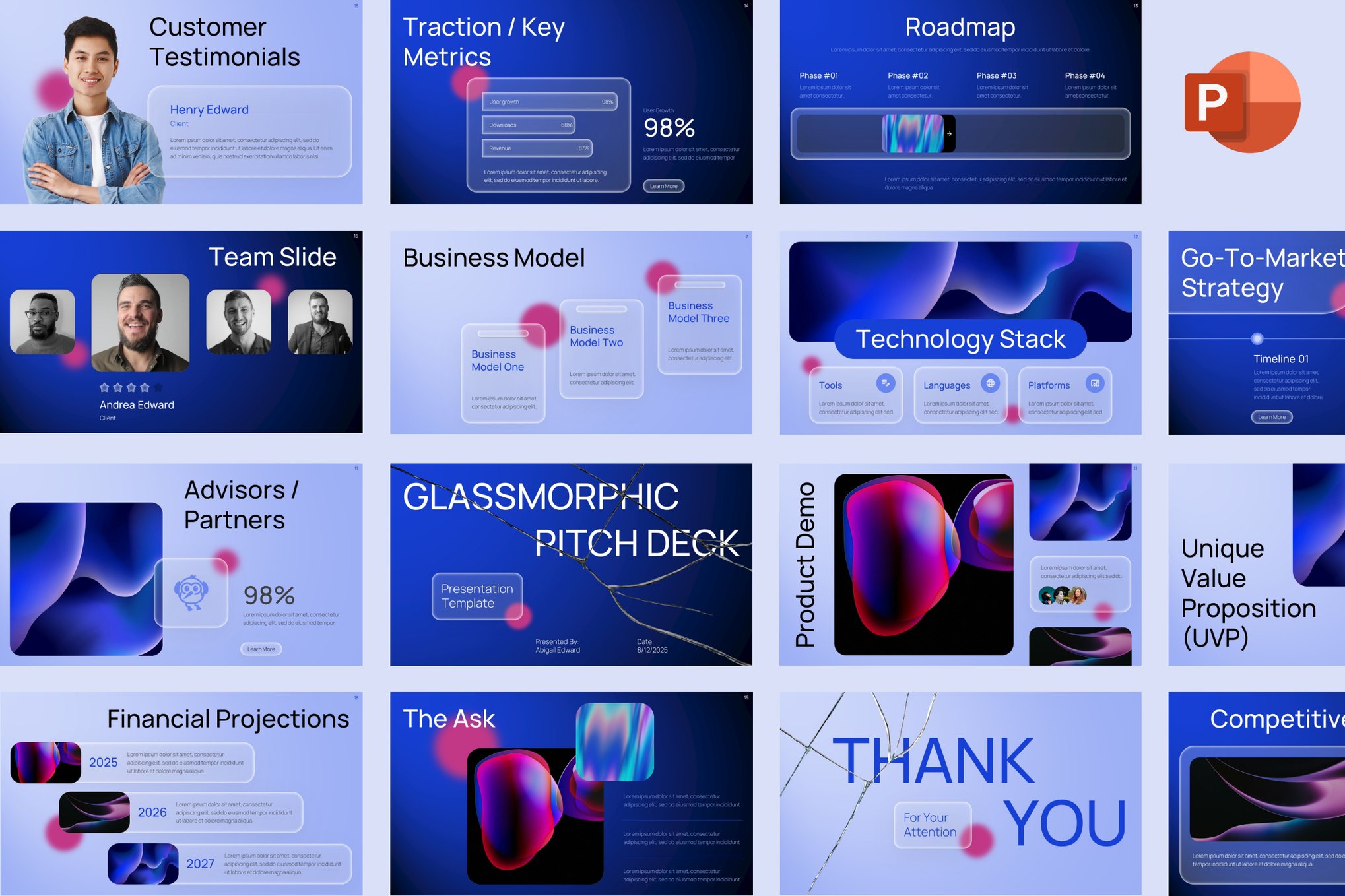 Glassmorphic Pitch Deck PowerPoint Template