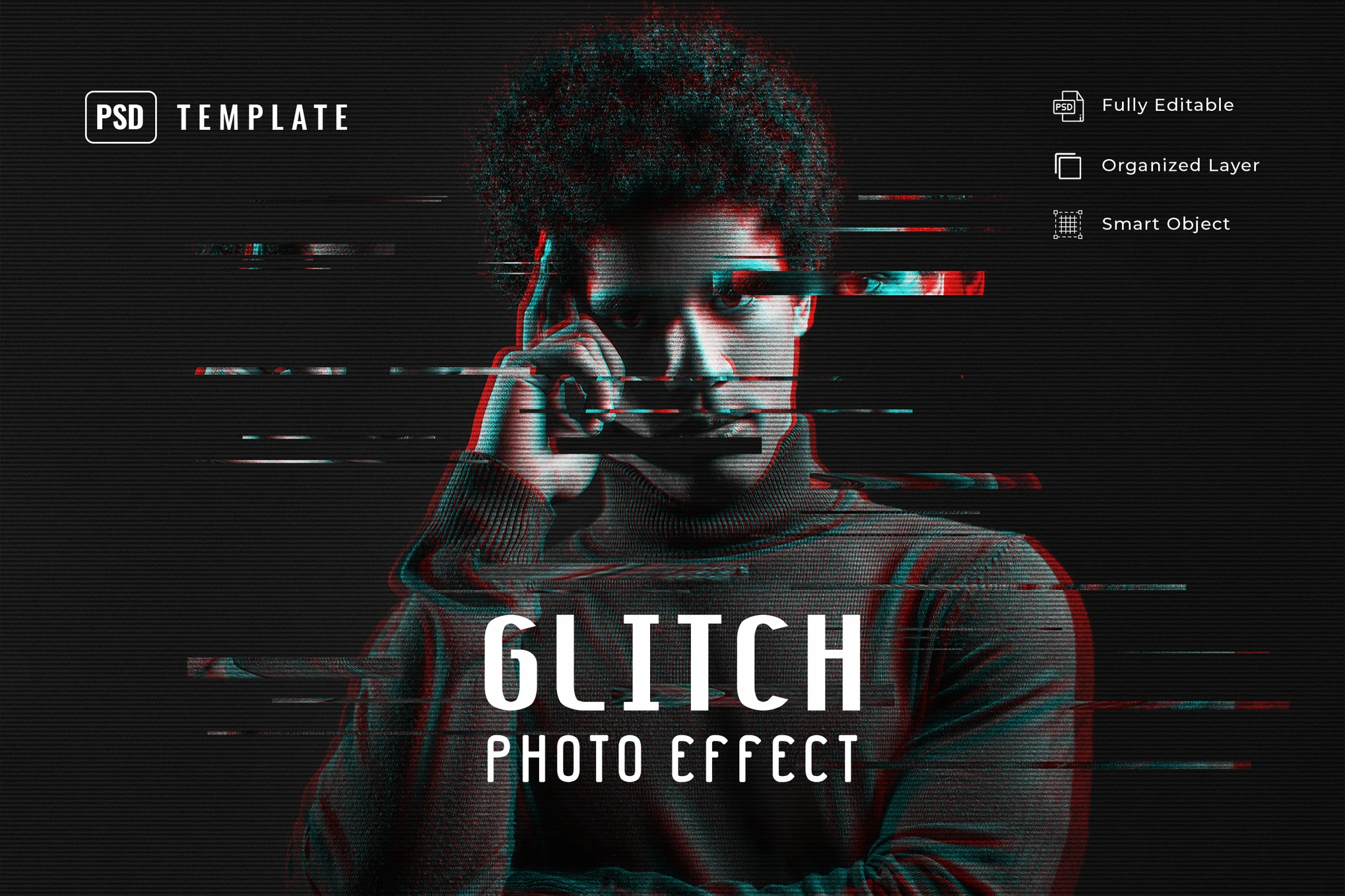 Glitch Photo & Poster Effect PSD