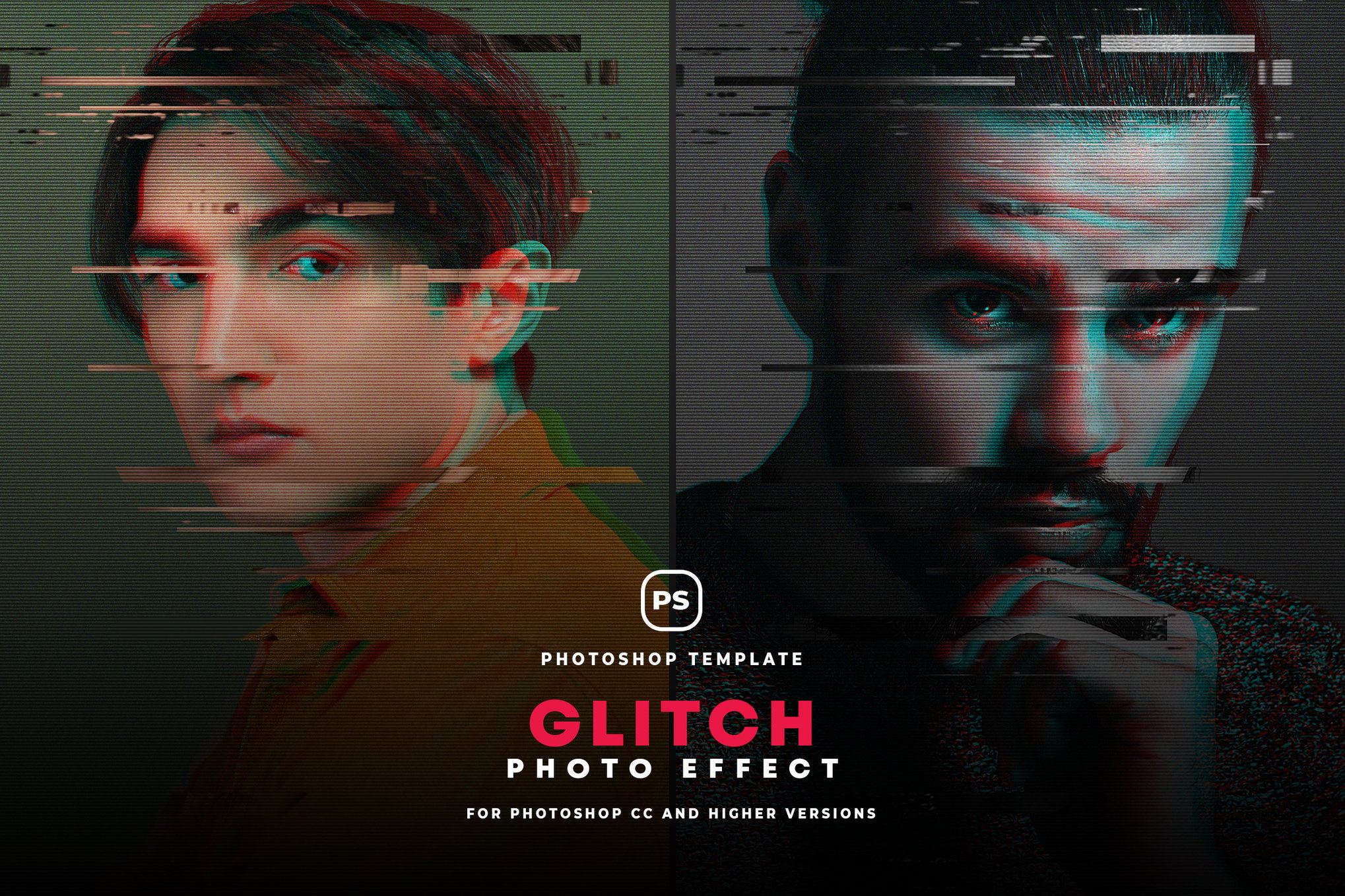 Glitch Photo Effect PSD Template