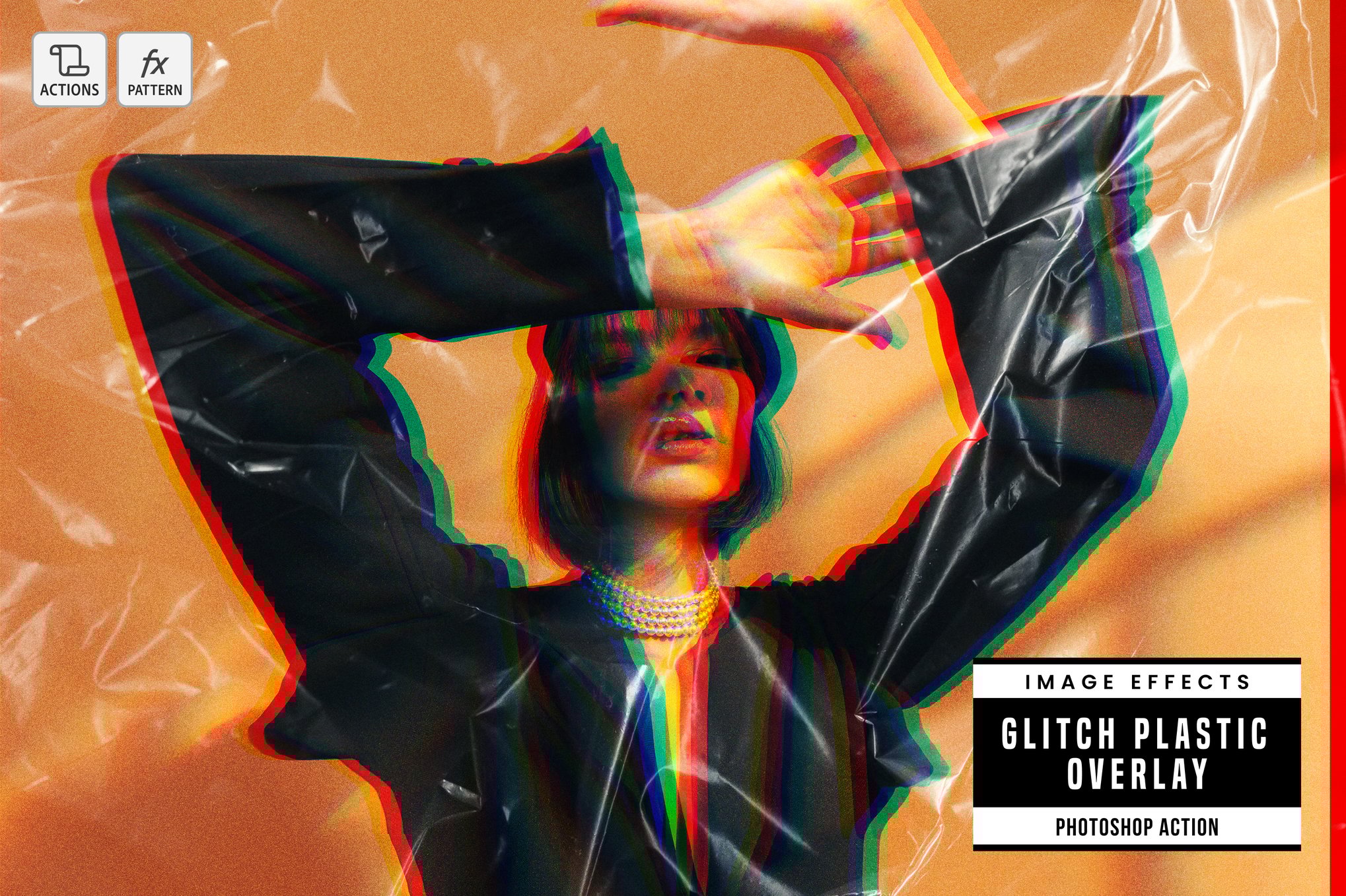 Glitch Plastic Overlay Effect for Photoshop