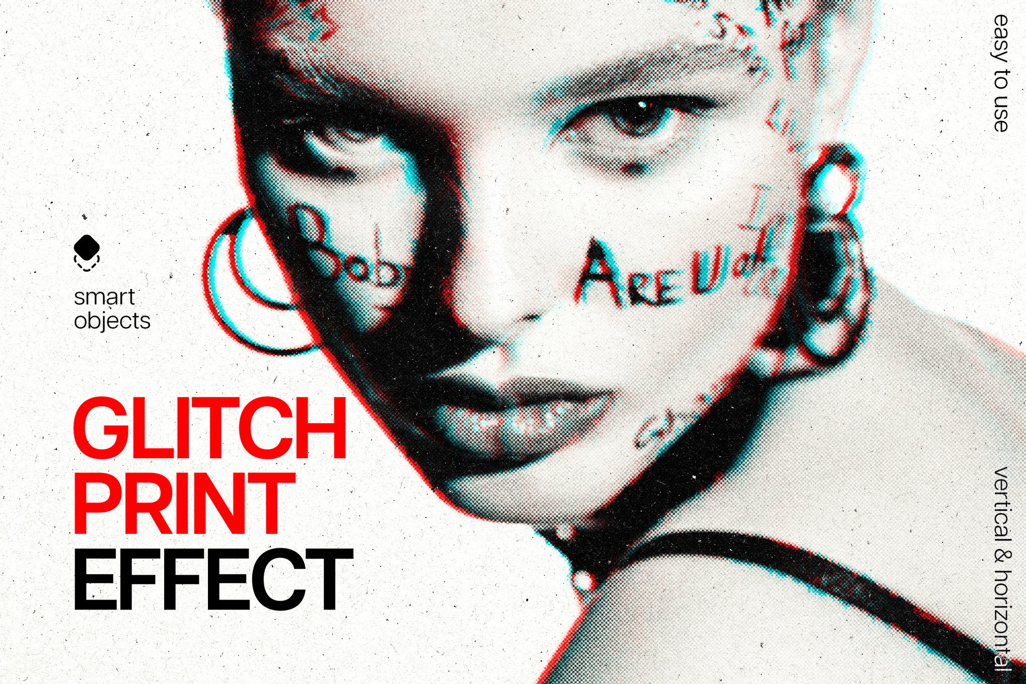 Glitch Print Photo Effect PSD Template