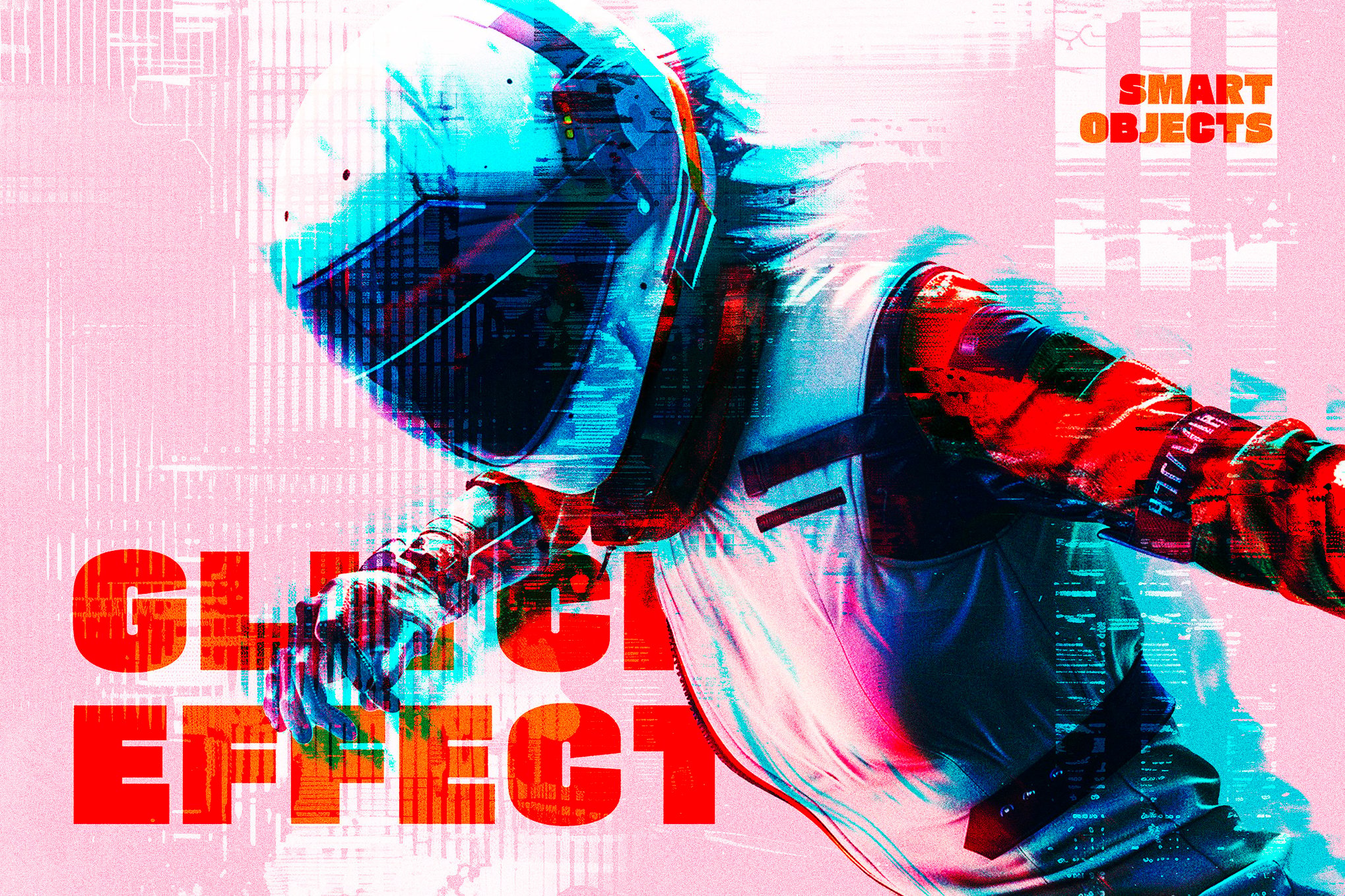 Glitched 3D Distort Photo Effect PSD