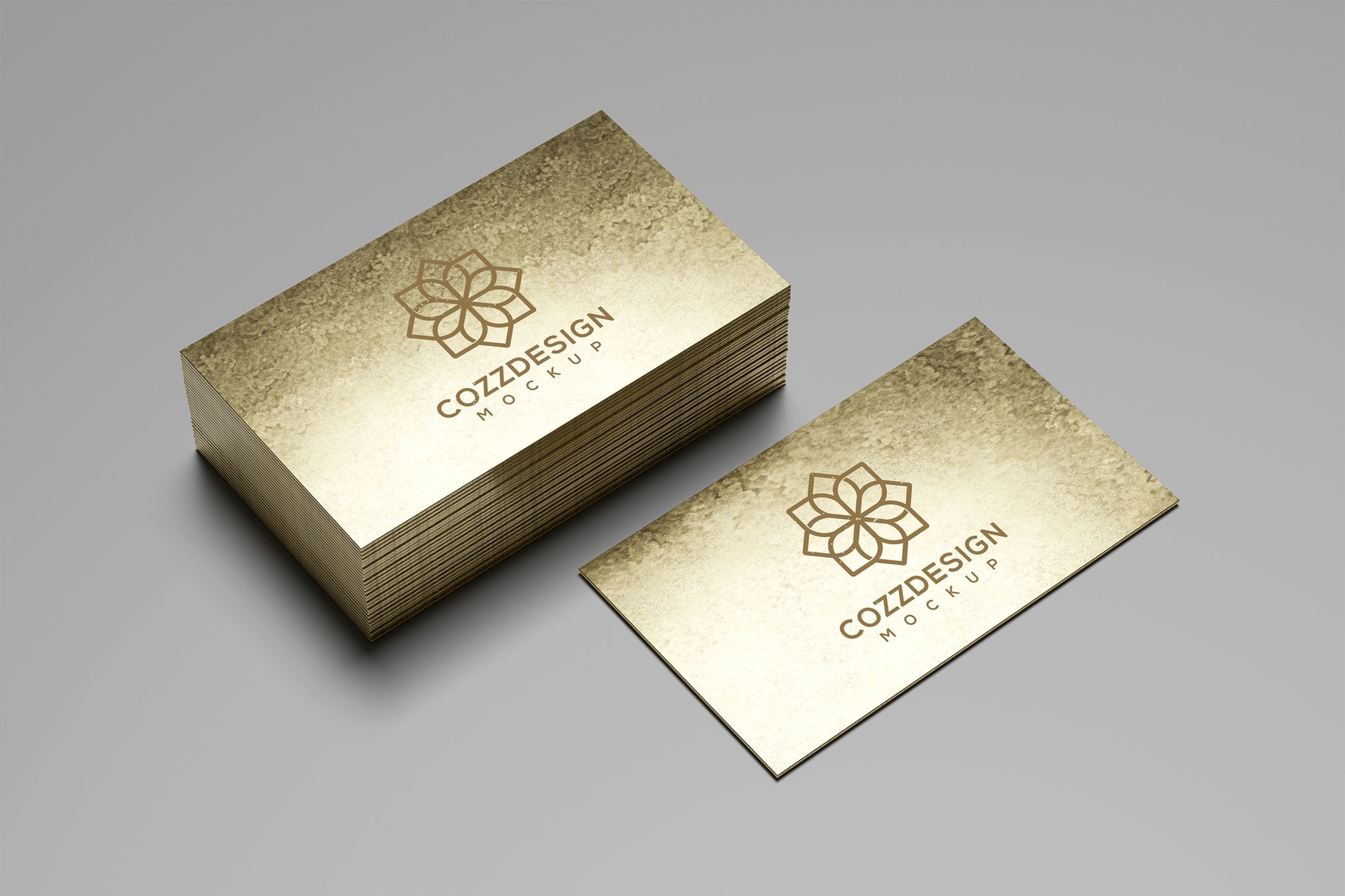 Maqueta de tarjeta de visita de metal dorado