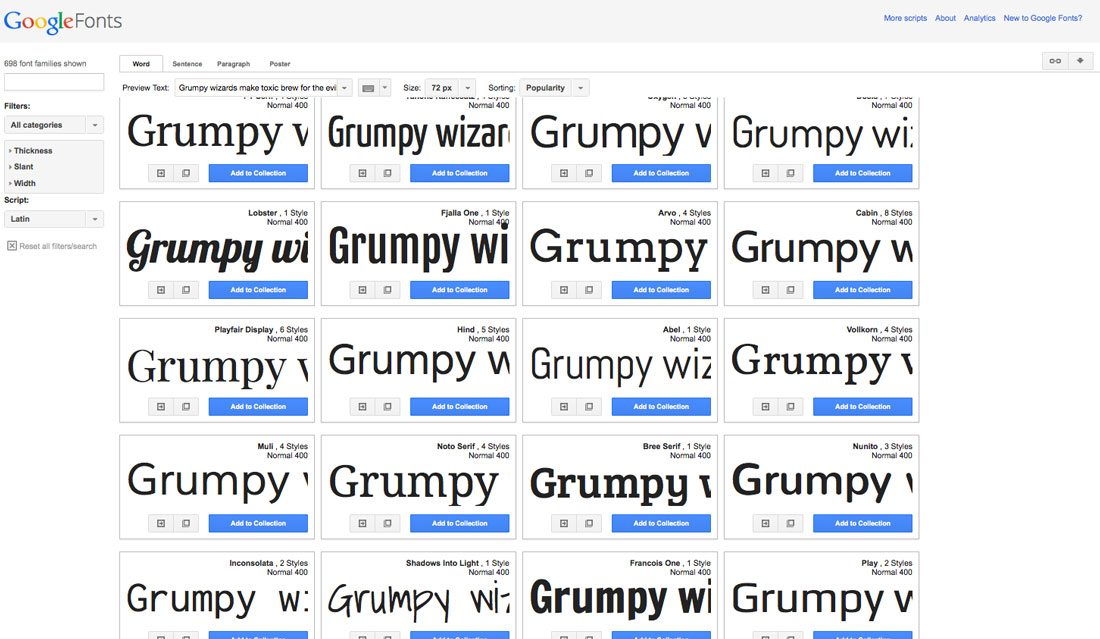 google fonts