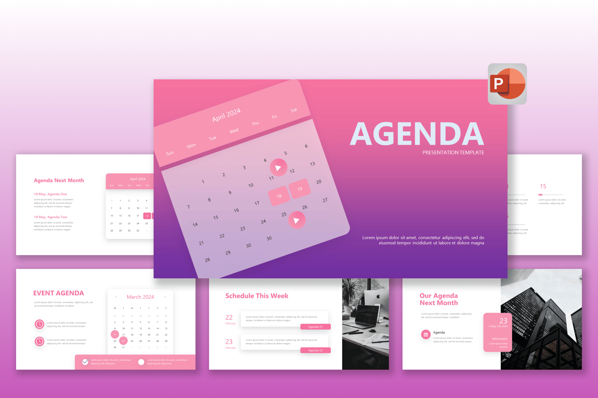 Gradient Business Agenda Slides for PowerPoint