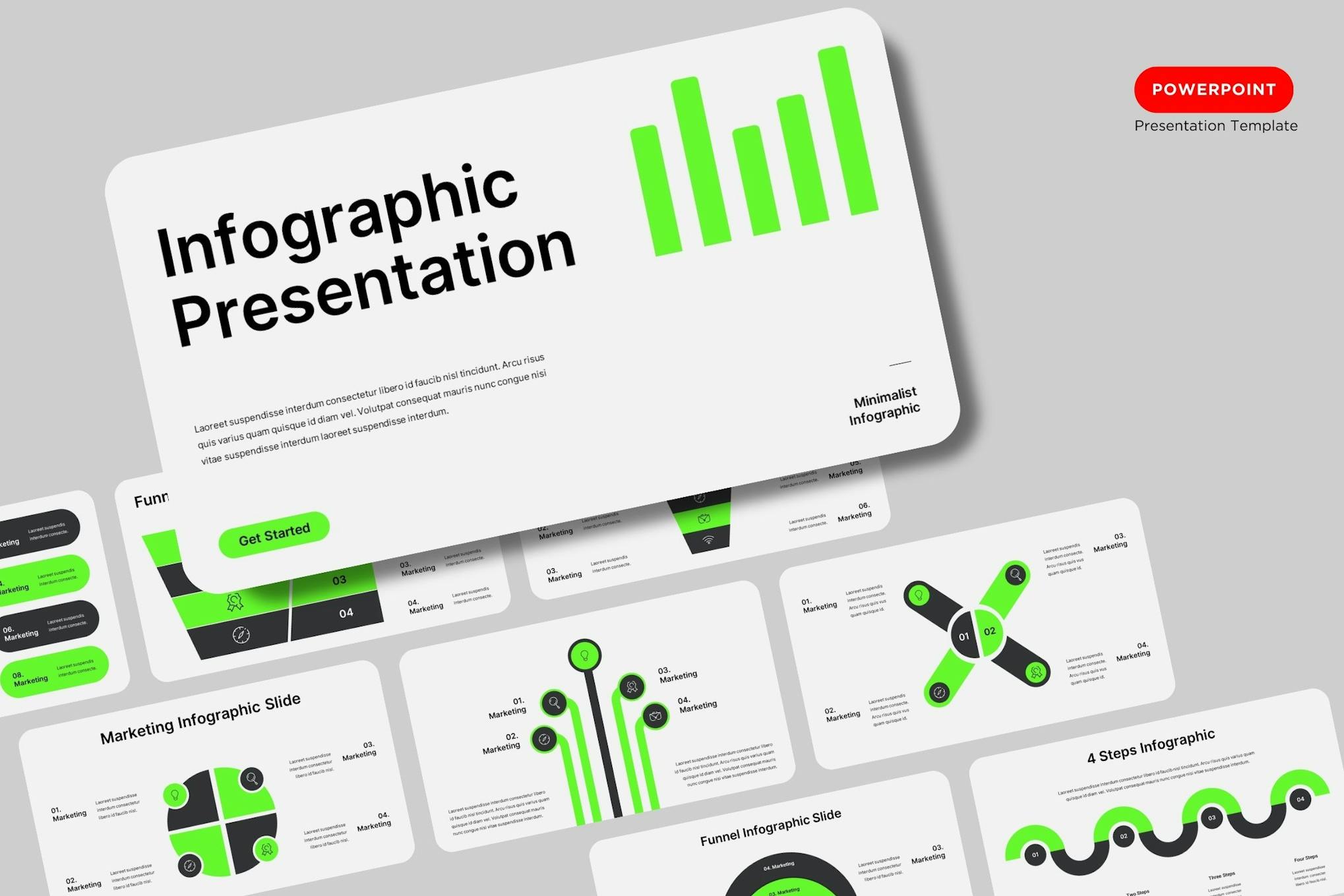 Green Black Infographic Chart PowerPoint Template
