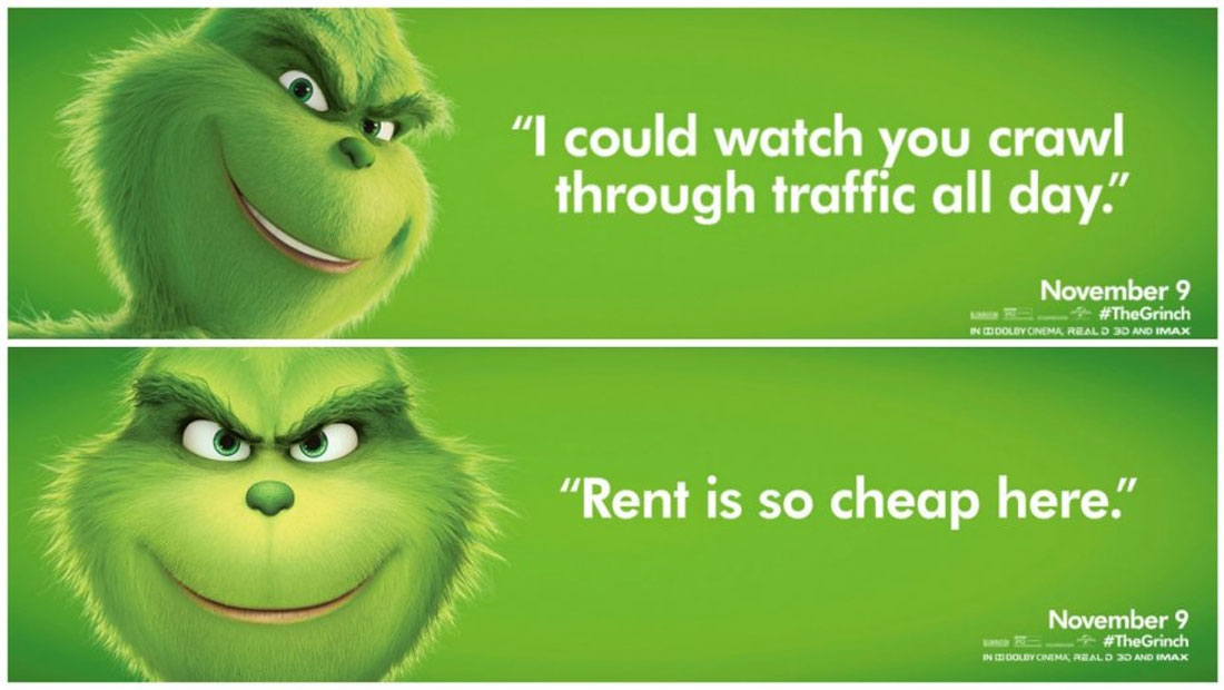 grinch-billboards 25 Clever and Funny Christmas Print Ads design tips 