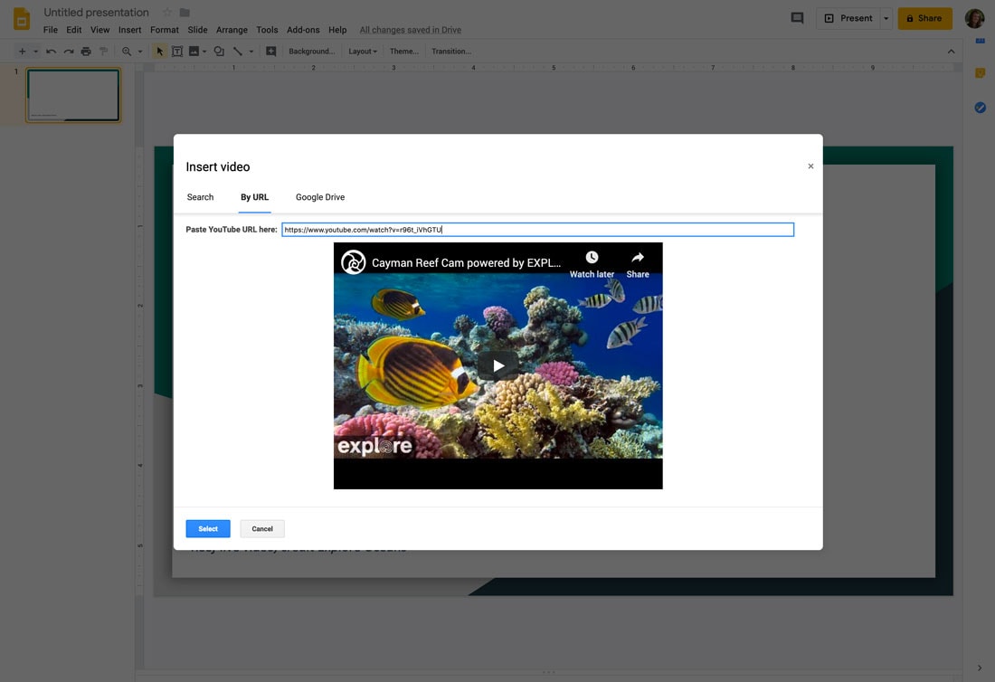 how to embed a youtube video in google slides