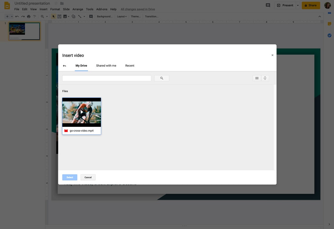 how to add google slide to shared google drive