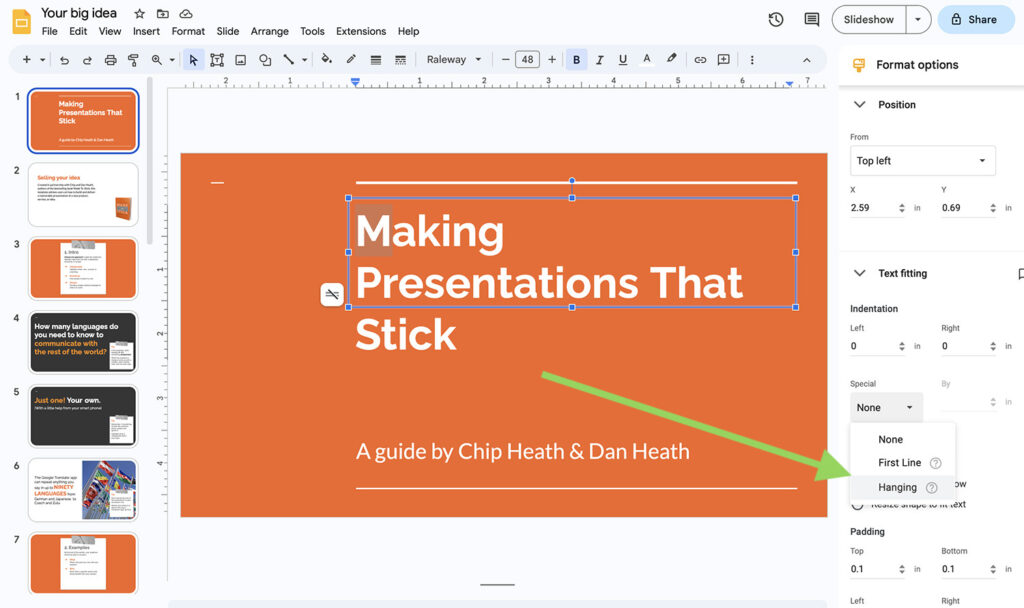 How to Use a Hanging Indent on Google Slides | Design Shack