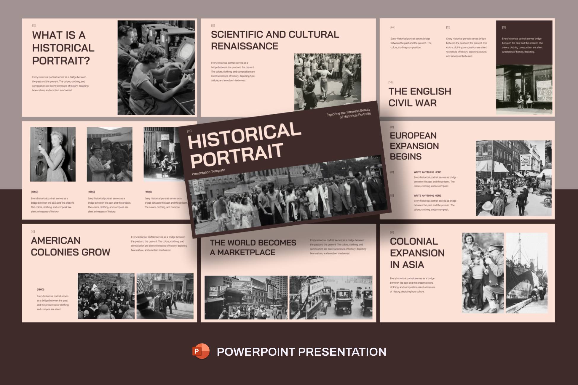 Historical Portrait - Bold PowerPoint Template