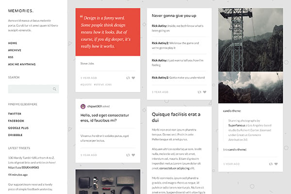 View Information about Memories Tumblr Theme