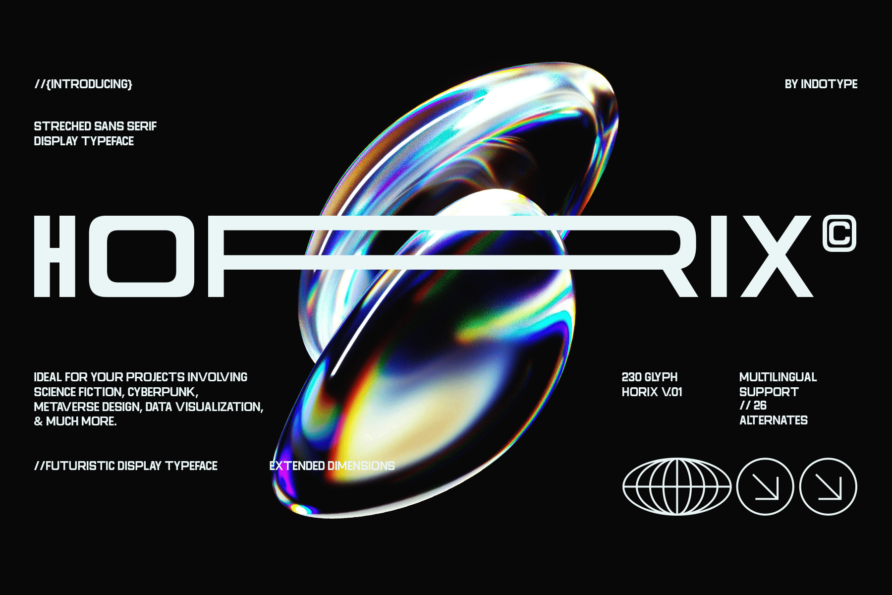 Horix - Modern Stretched Chrome Font