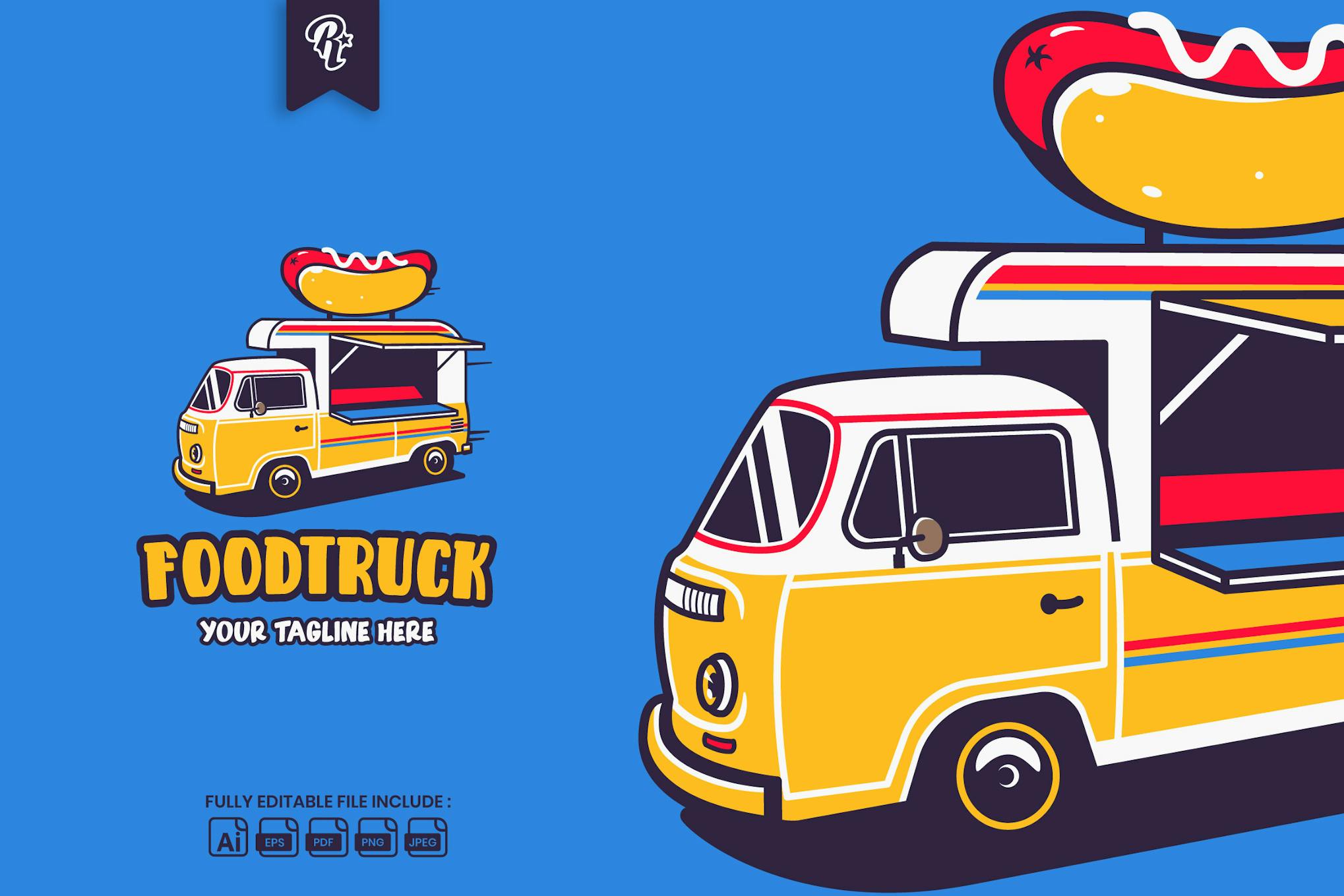 Hotdog Food Truck Logo Template