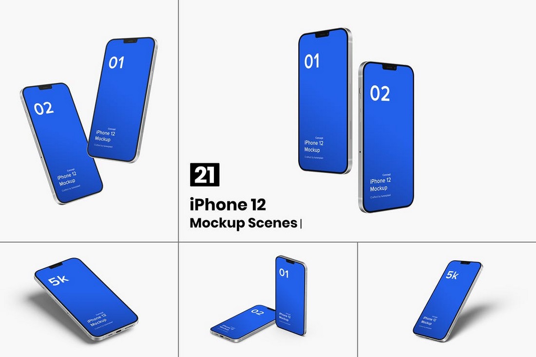 iPhone 12 Mockup Template - 21 Scenes