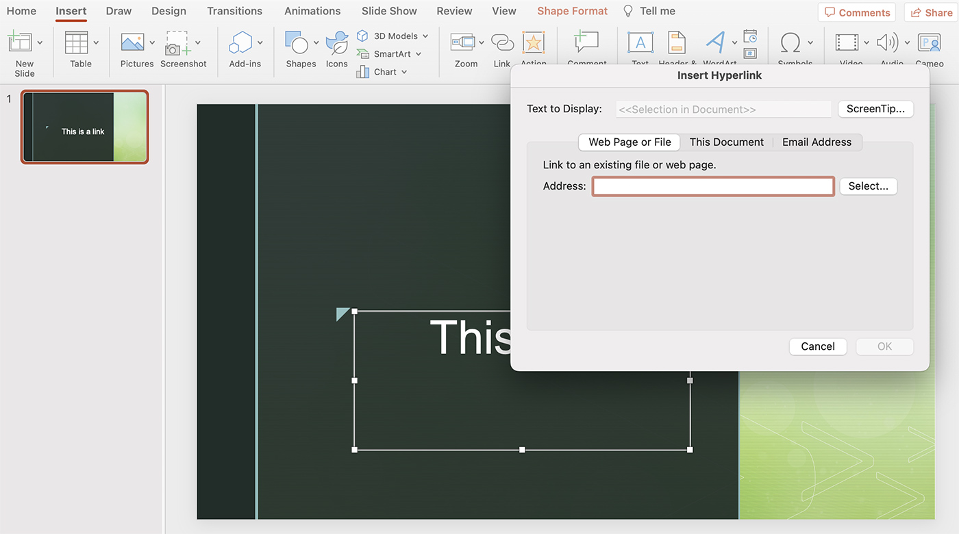 how to attach a pdf link to a powerpoint presentation