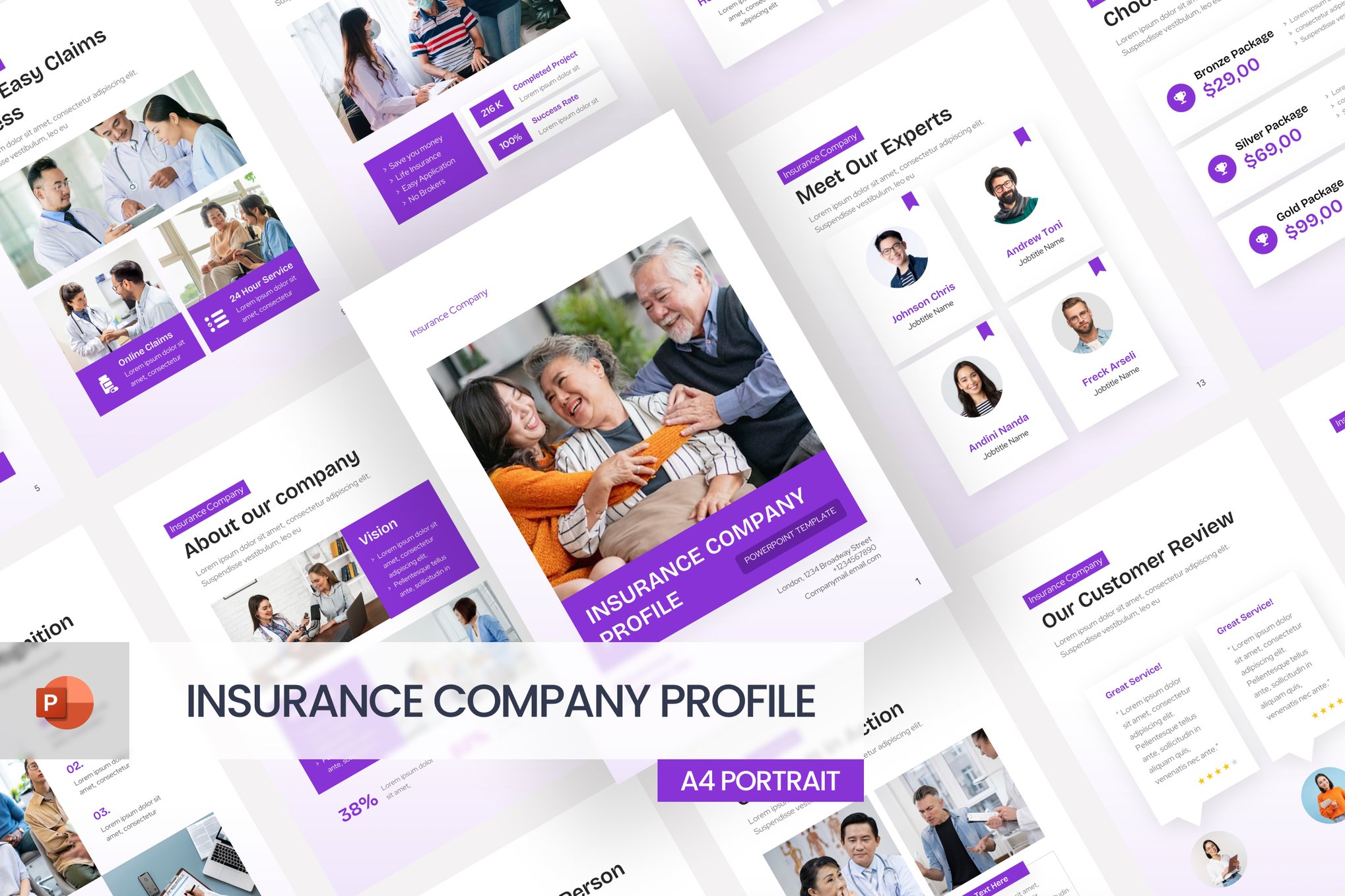 Insurance Company A4 PowerPoint Flyer Template