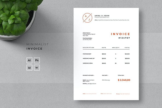 interior design invoice template