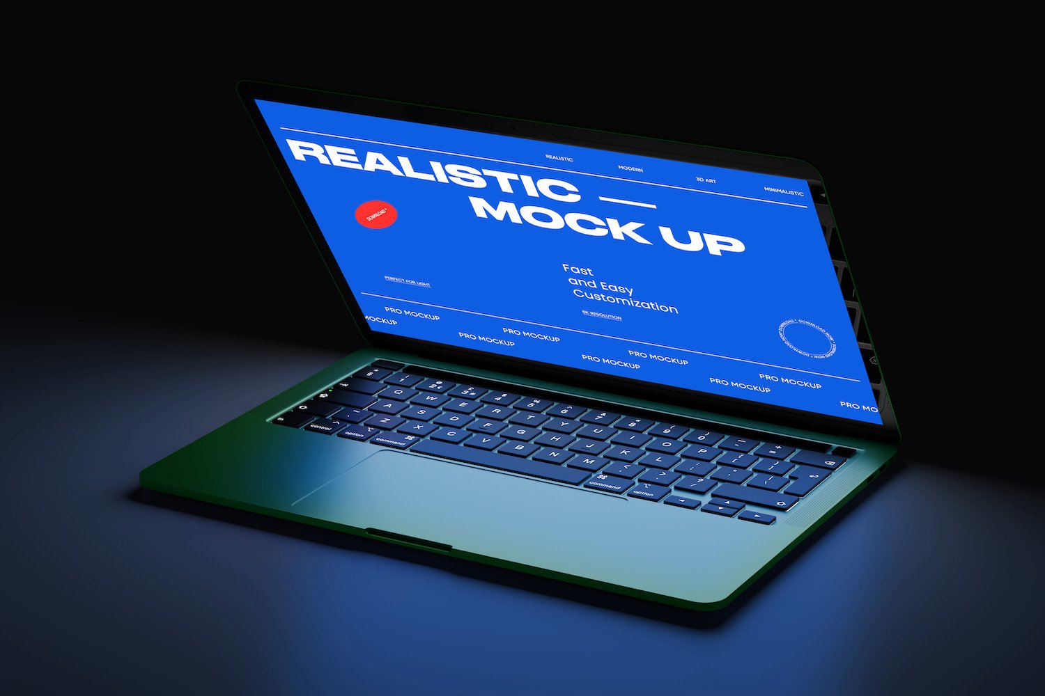 Isometric Half Closed MacBook Mockup