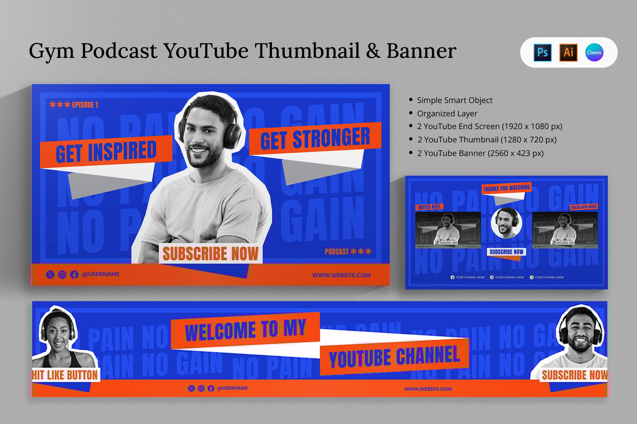 Juran - Gym Podcast YouTube Thumbnail Template