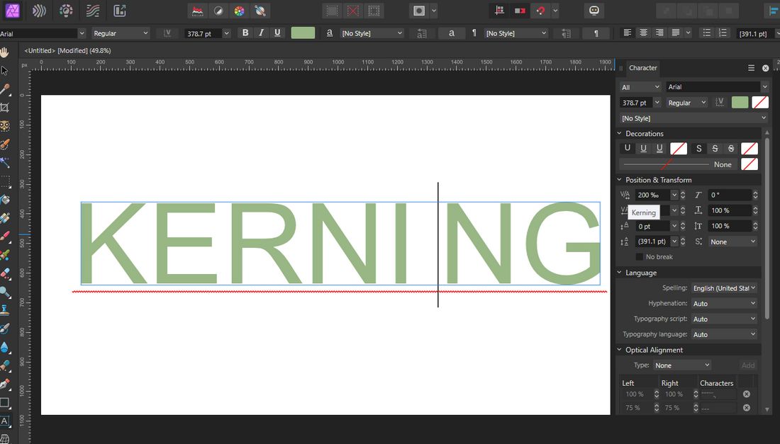 kerning affinity photo 2