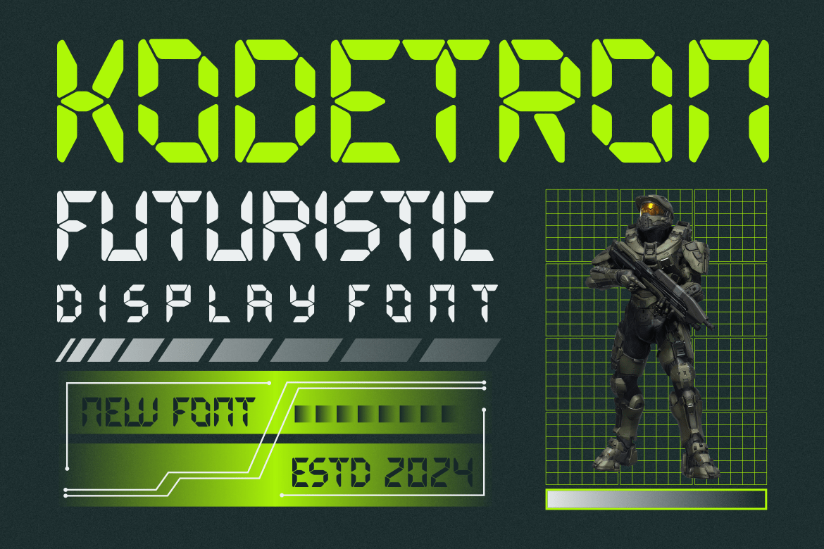 Kodetron - Futuristic Robotic Font