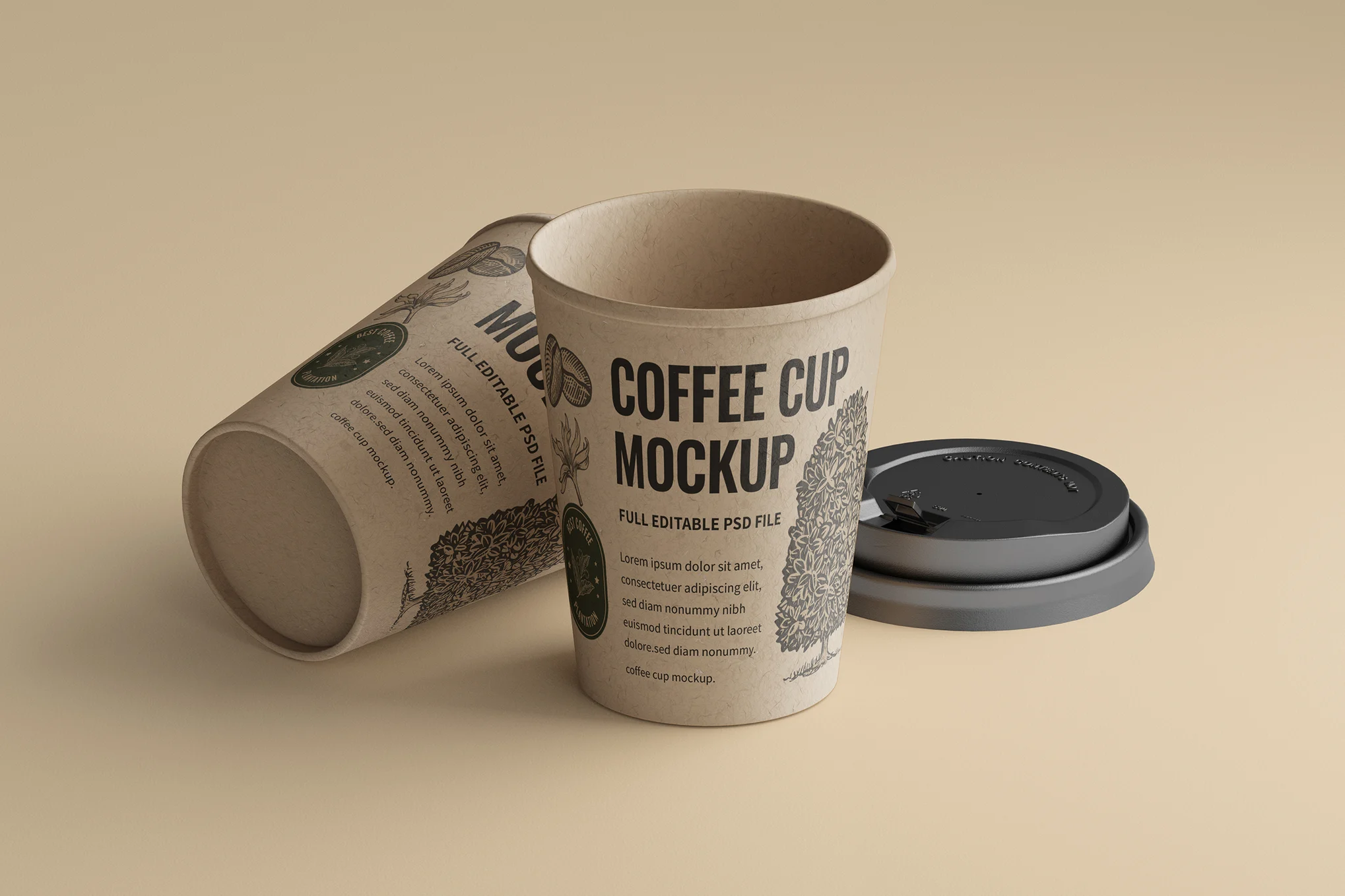 Kraft Paper Coffee Cup Mockup