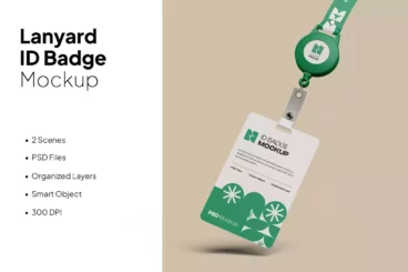 Lanyard ID Badge Mockup (2 Scenes)