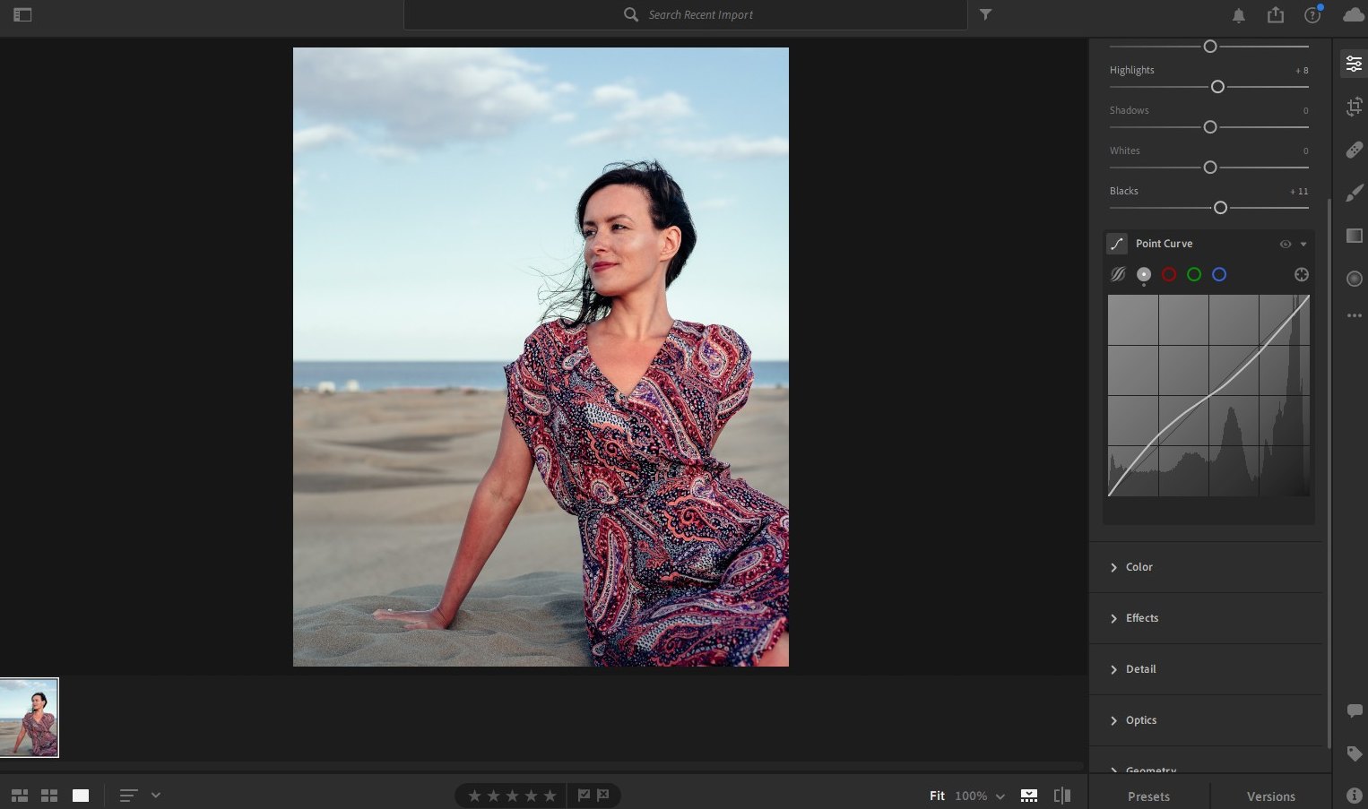 lightroom portrait editing - point curve