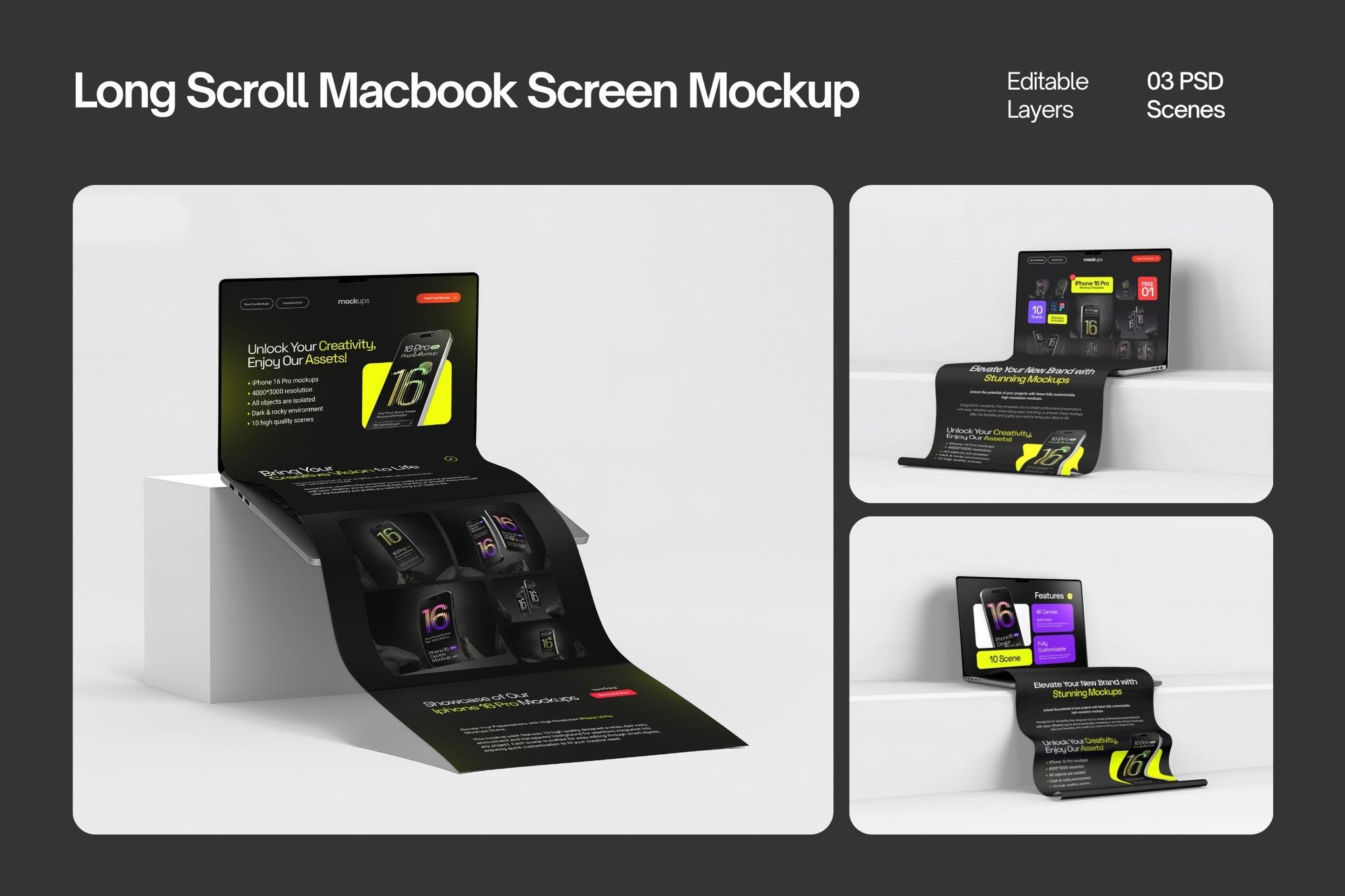 Long Scroll Extended Screen MacBook Mockups