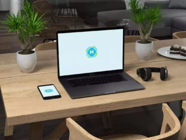 MacBook and iPhone on Table Mockup