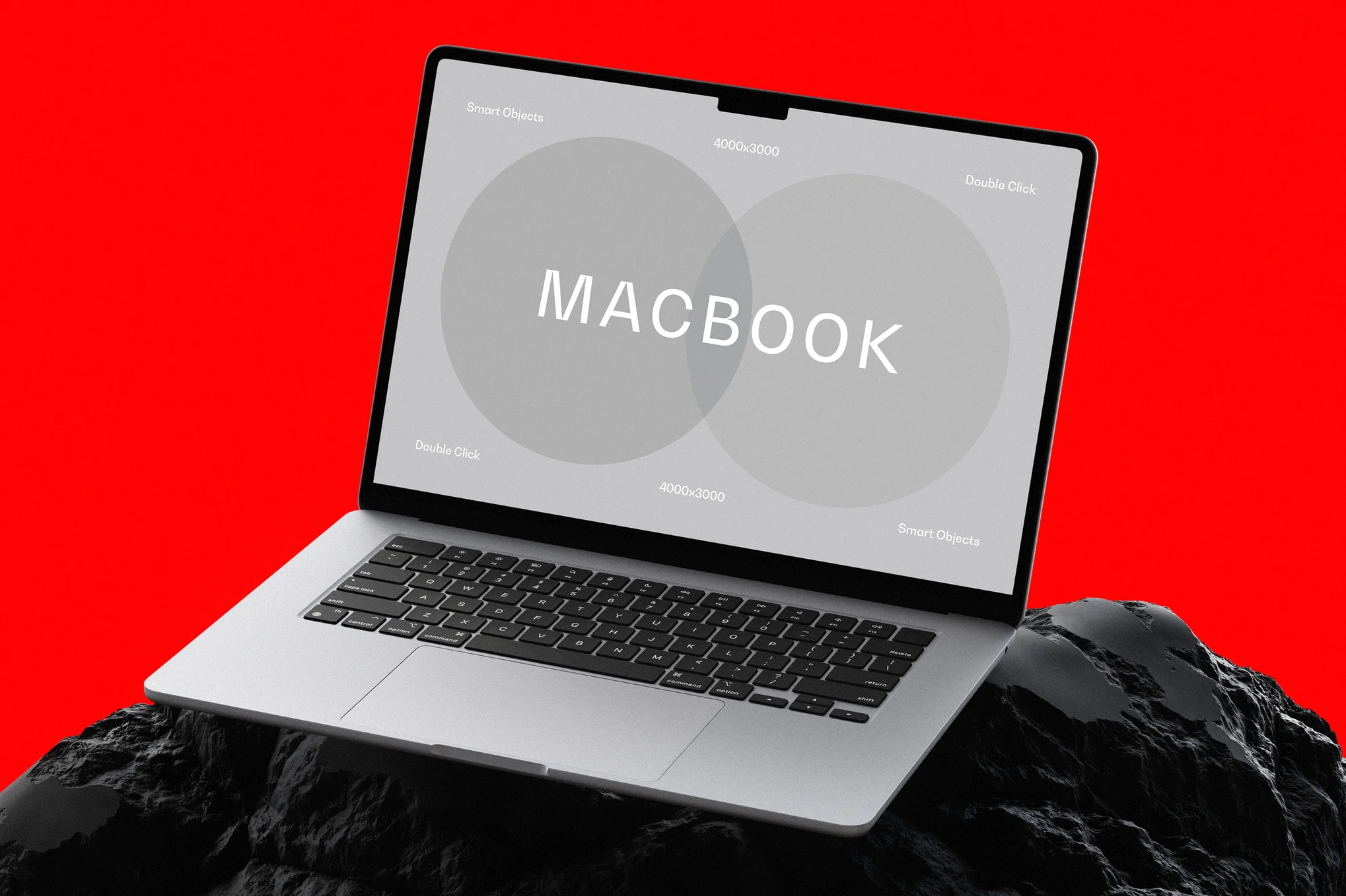 MacBook On A Rock Mockup