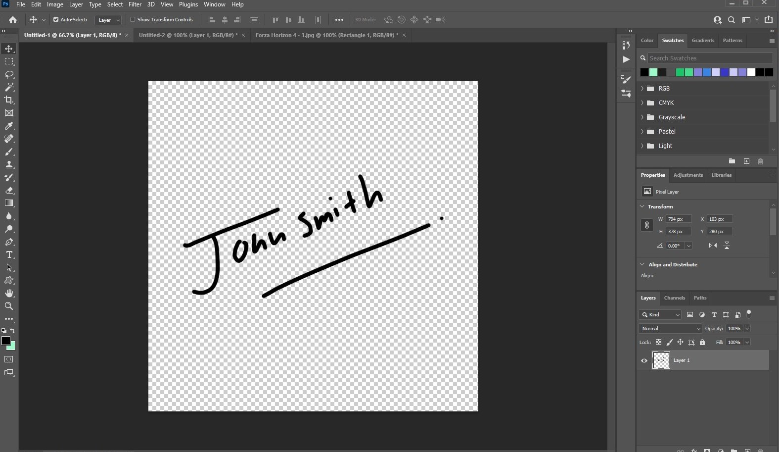 make watermark in photoshop - signature 1