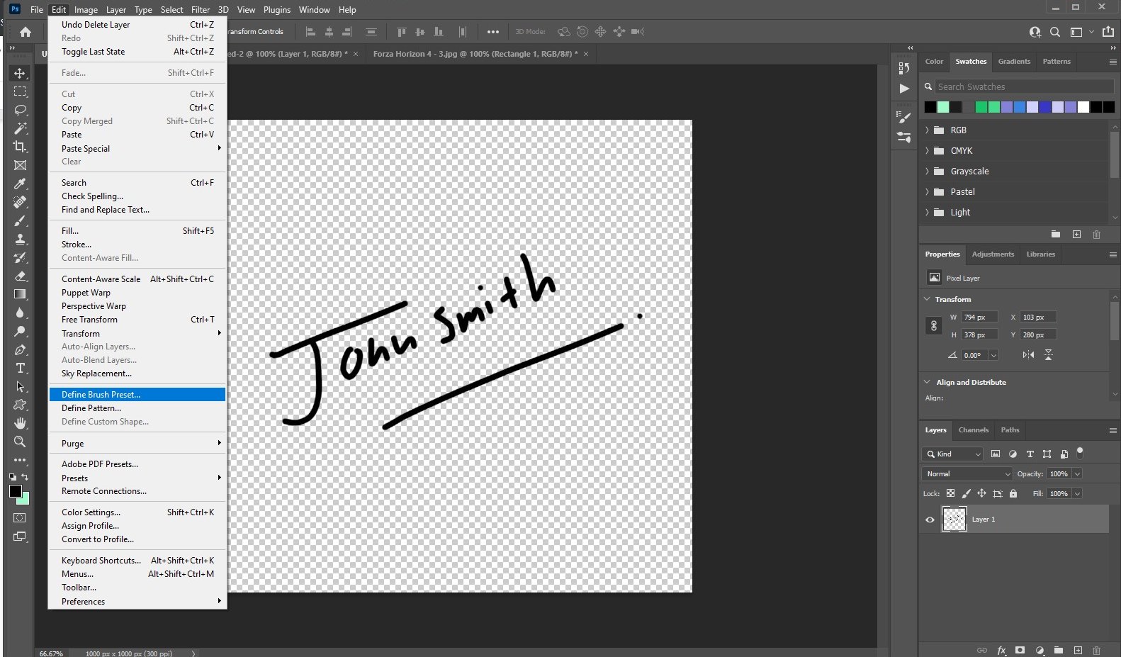 make watermark in photoshop - signature 2