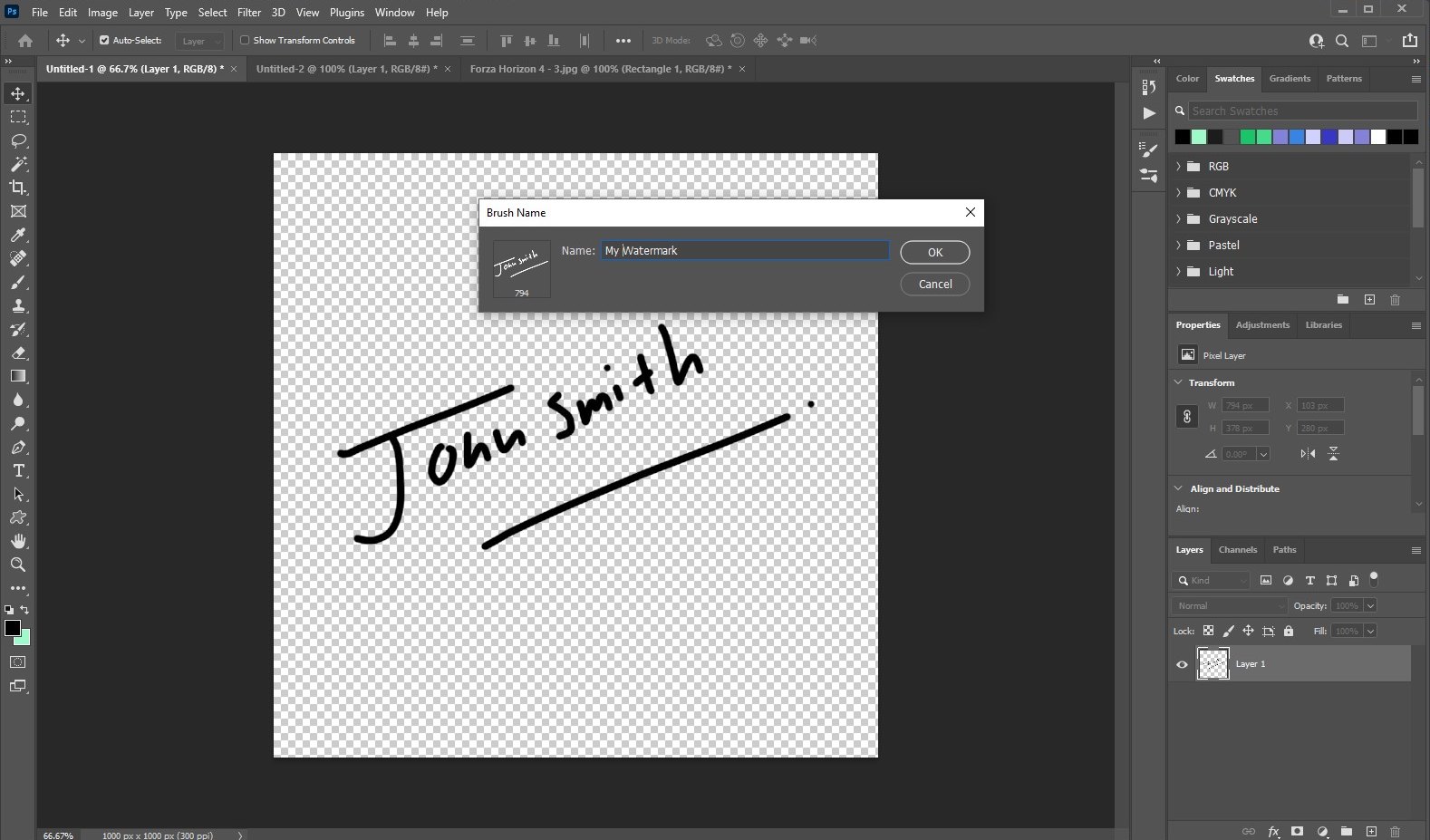 make watermark in photoshop - signature 3