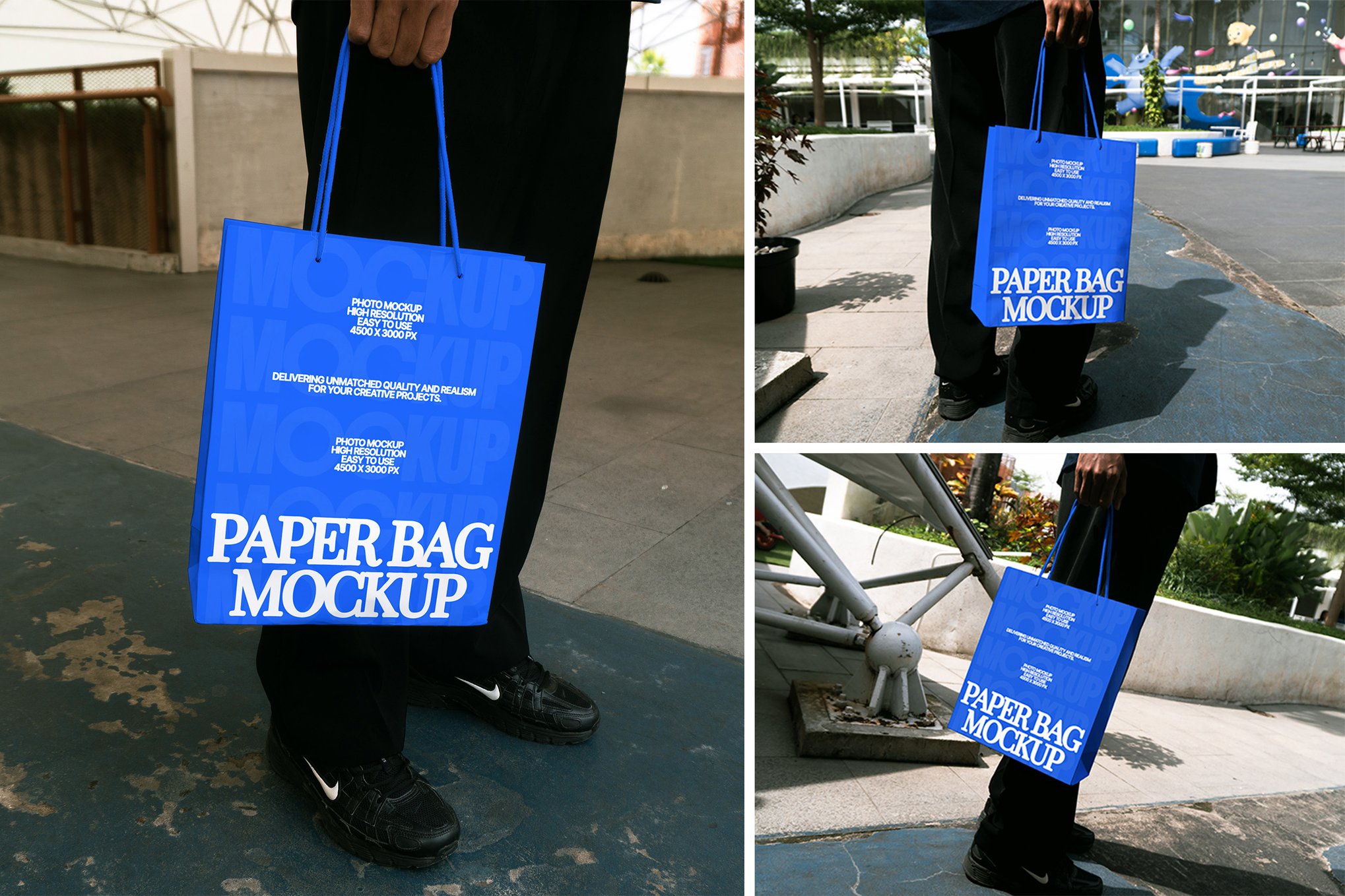 Man Holding Paper Bag Mockup