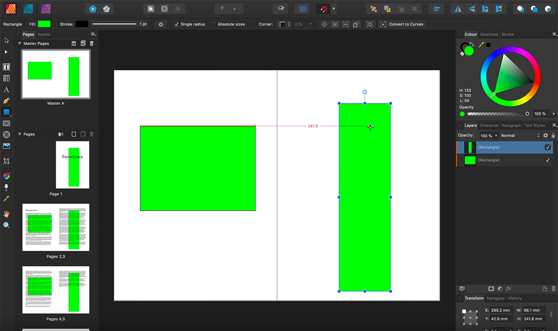 microsoft publisher master page vs normal page