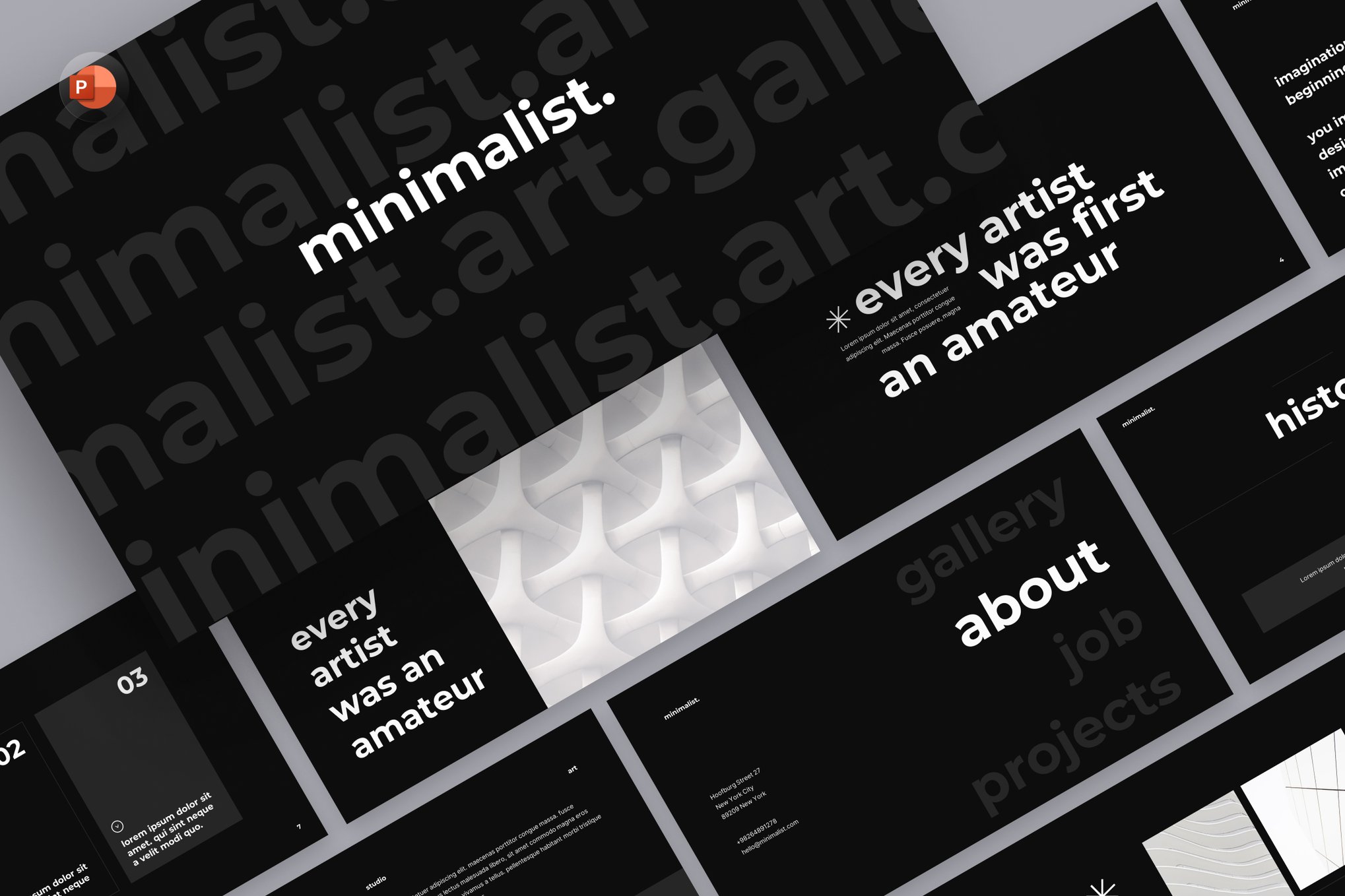 Minimal Dark Black & White PowerPoint Template