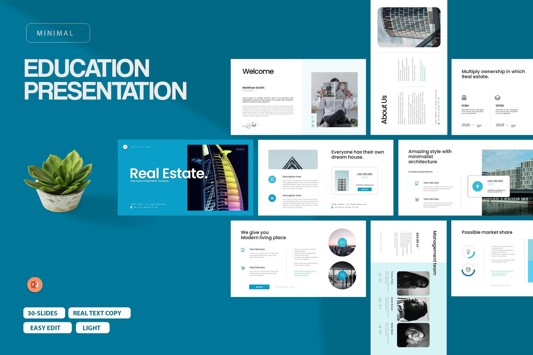Minimal Real Estate PowerPoint Template