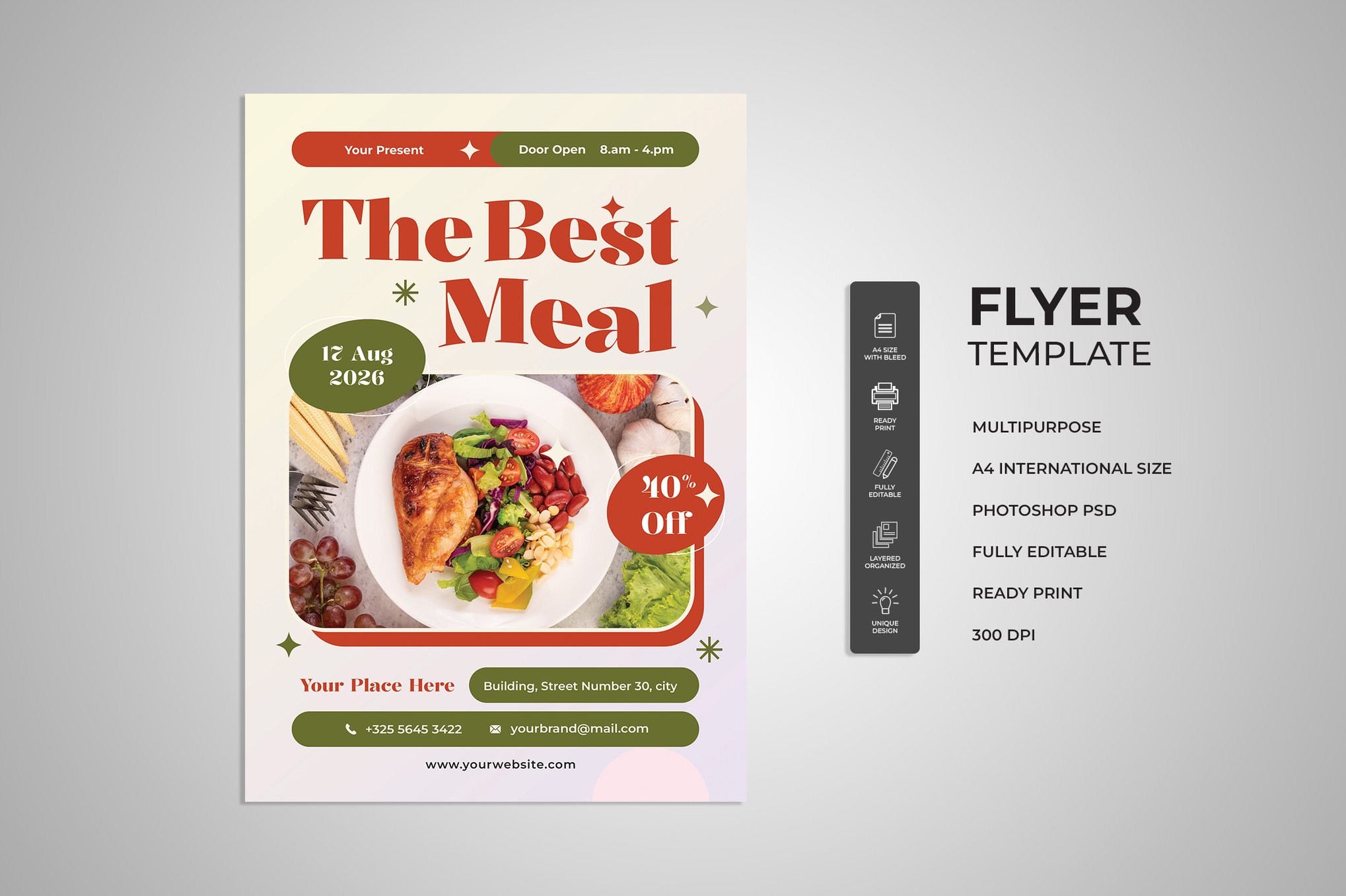 Minimal Restaurant Sale Flyer Template
