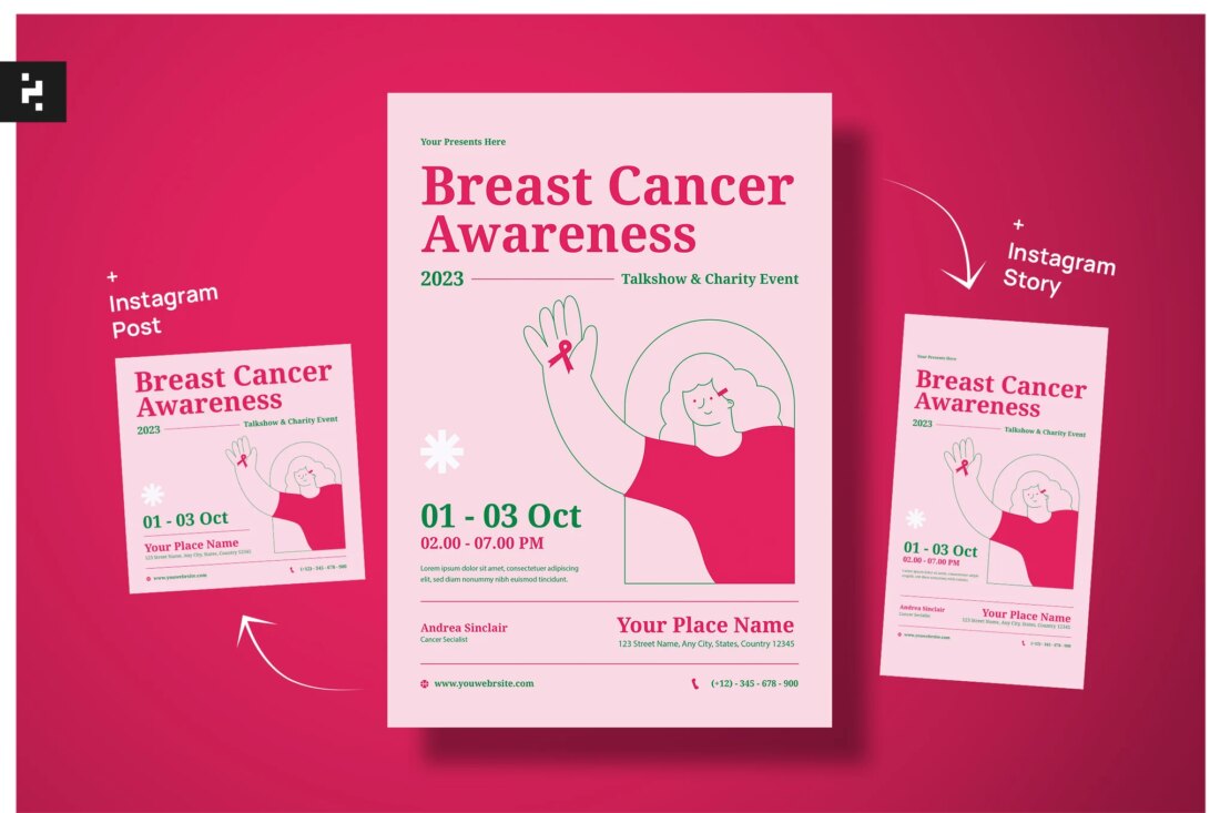 Kanker Design Mendesain untuk Bulan Kesadaran Kanker Payudara: Template, Grafik ...