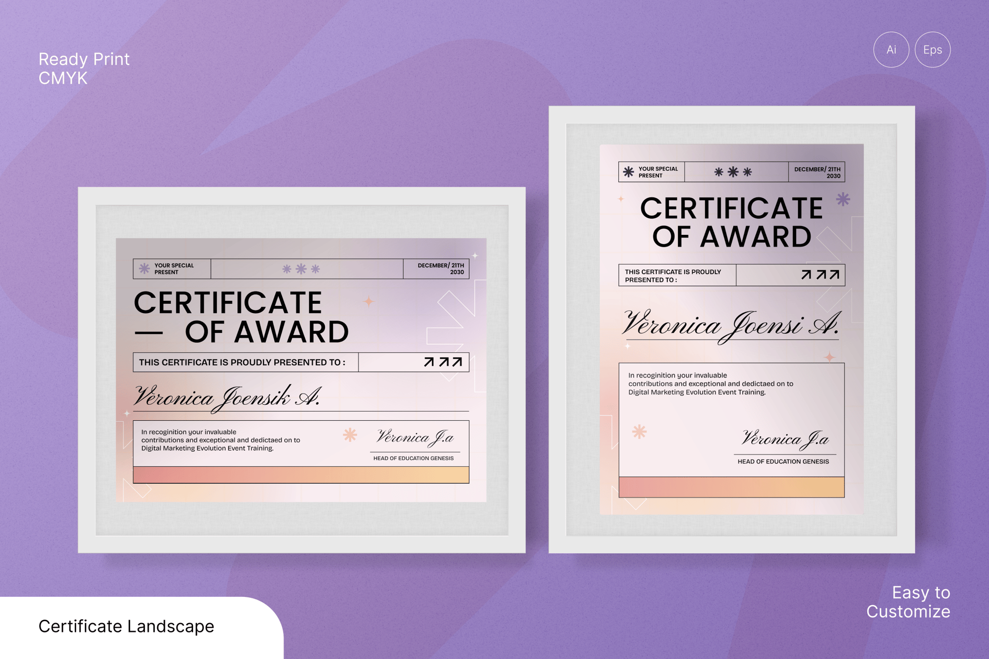 Modern Certificate For Achievement Template