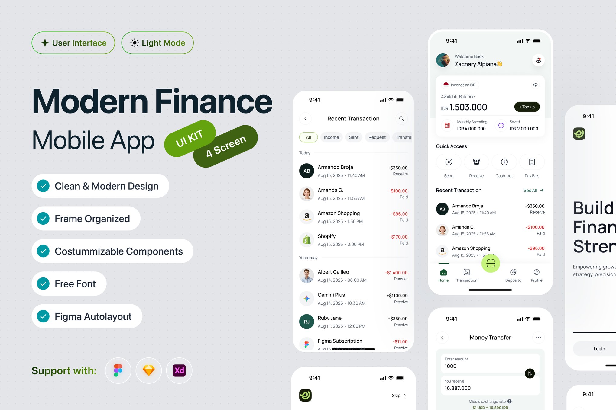Modern Finance Mobile App UI Kit