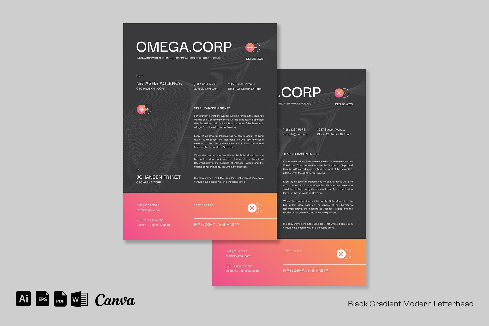 Modern Gradient Letterhead Word Template