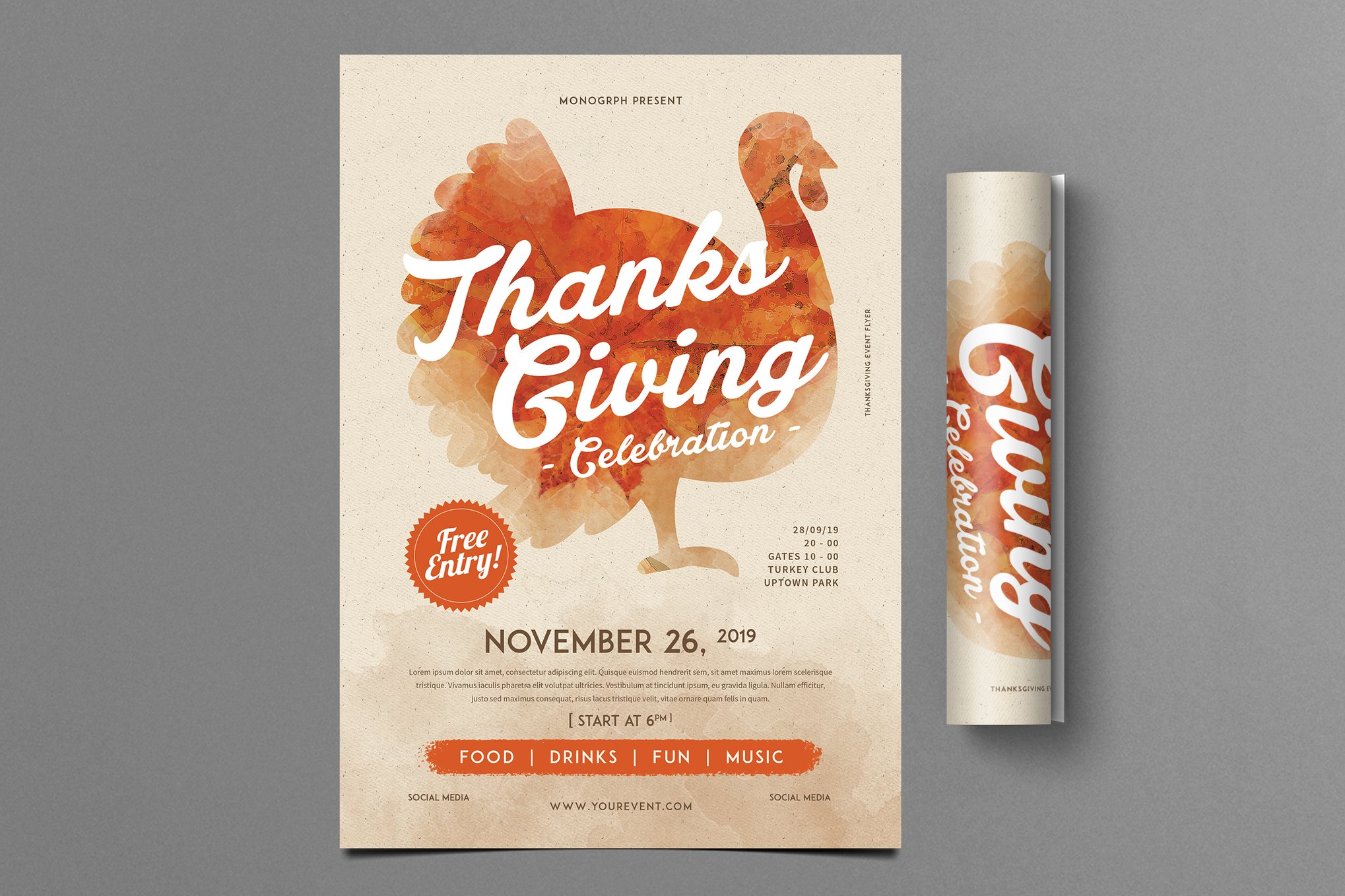 Modern Thanksgiving Flyer & Poster Template