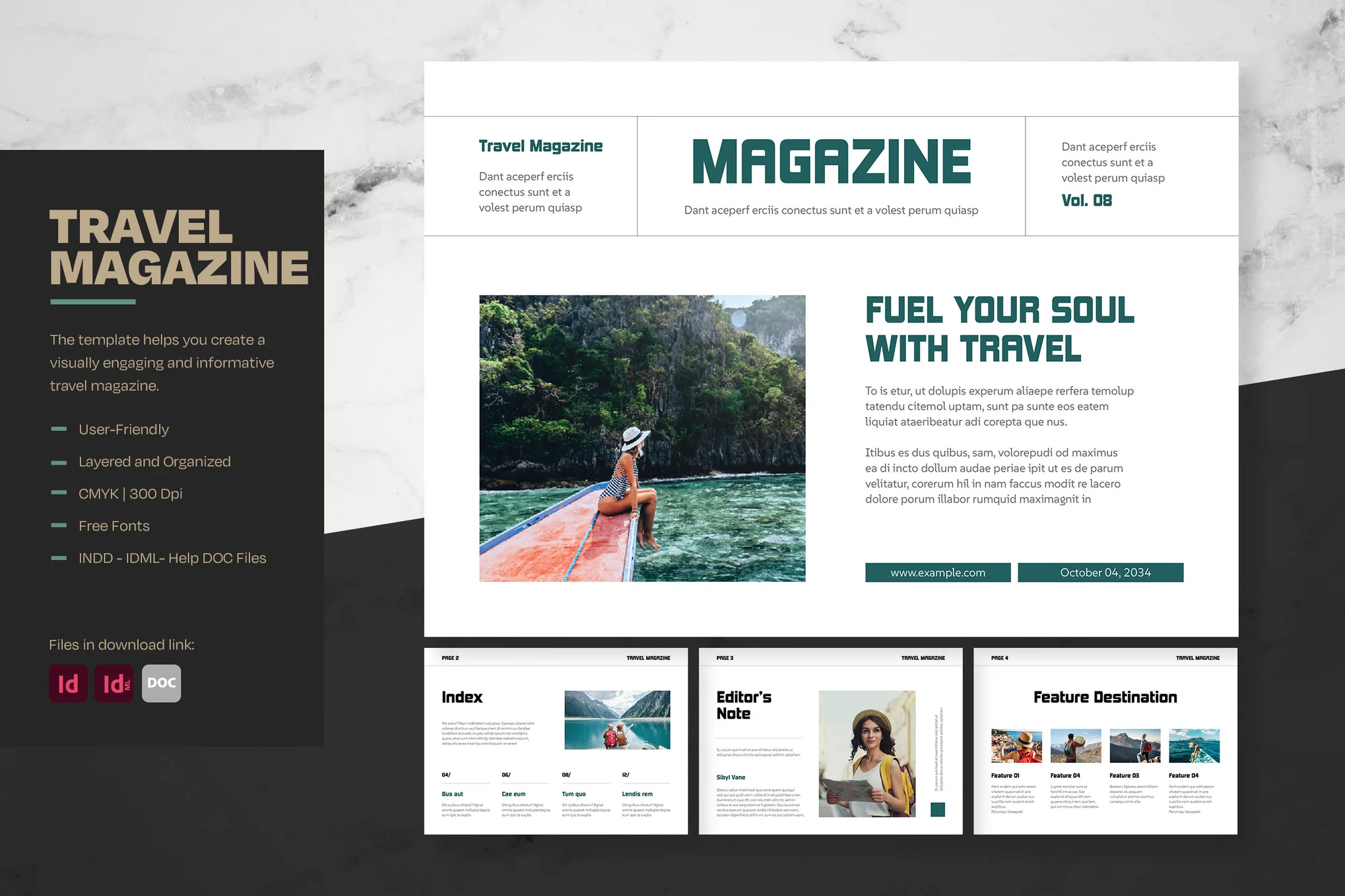 Modern Travel InDesign Magazine Template