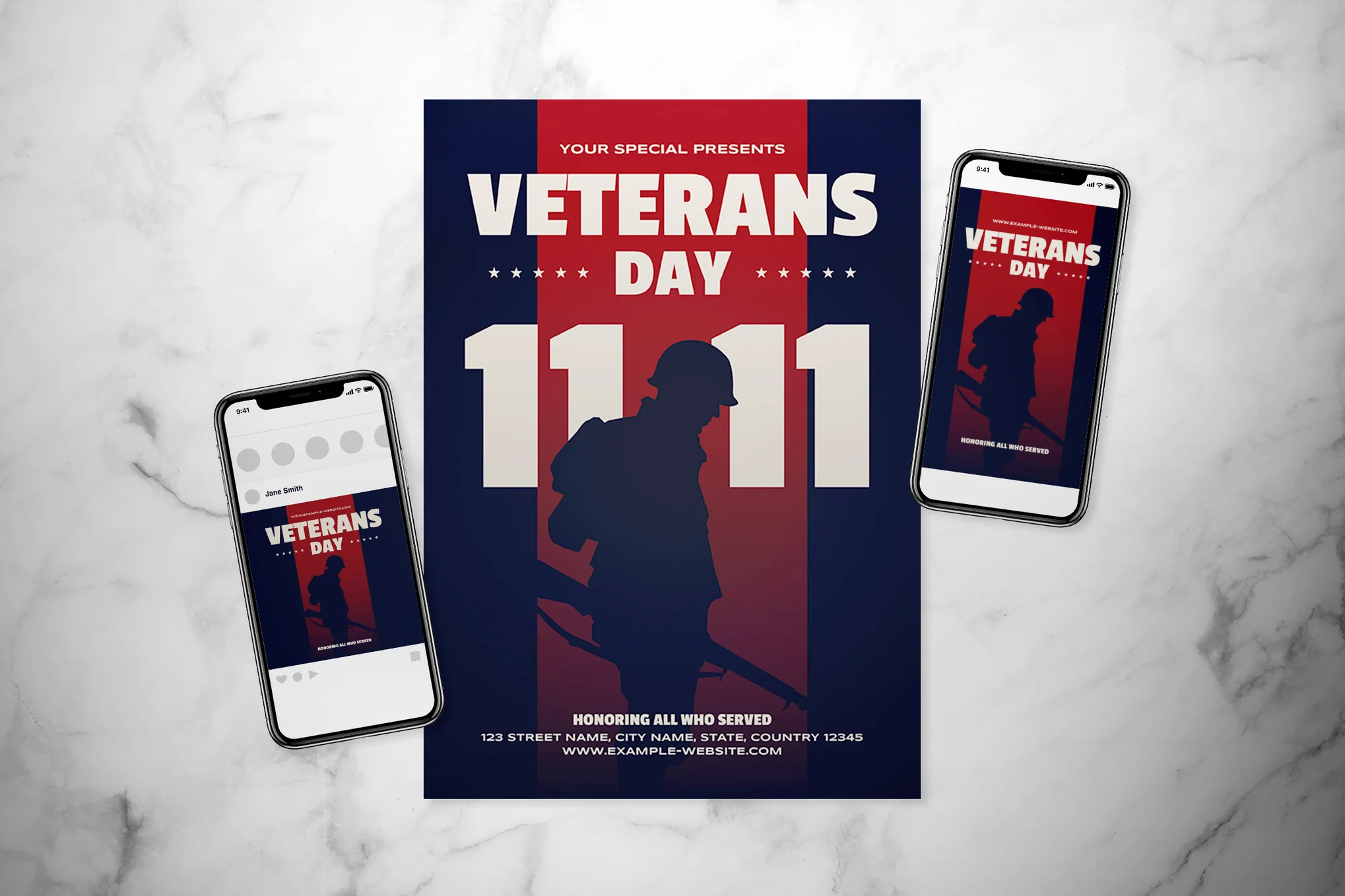 Modern Veterans Day Flyer Set